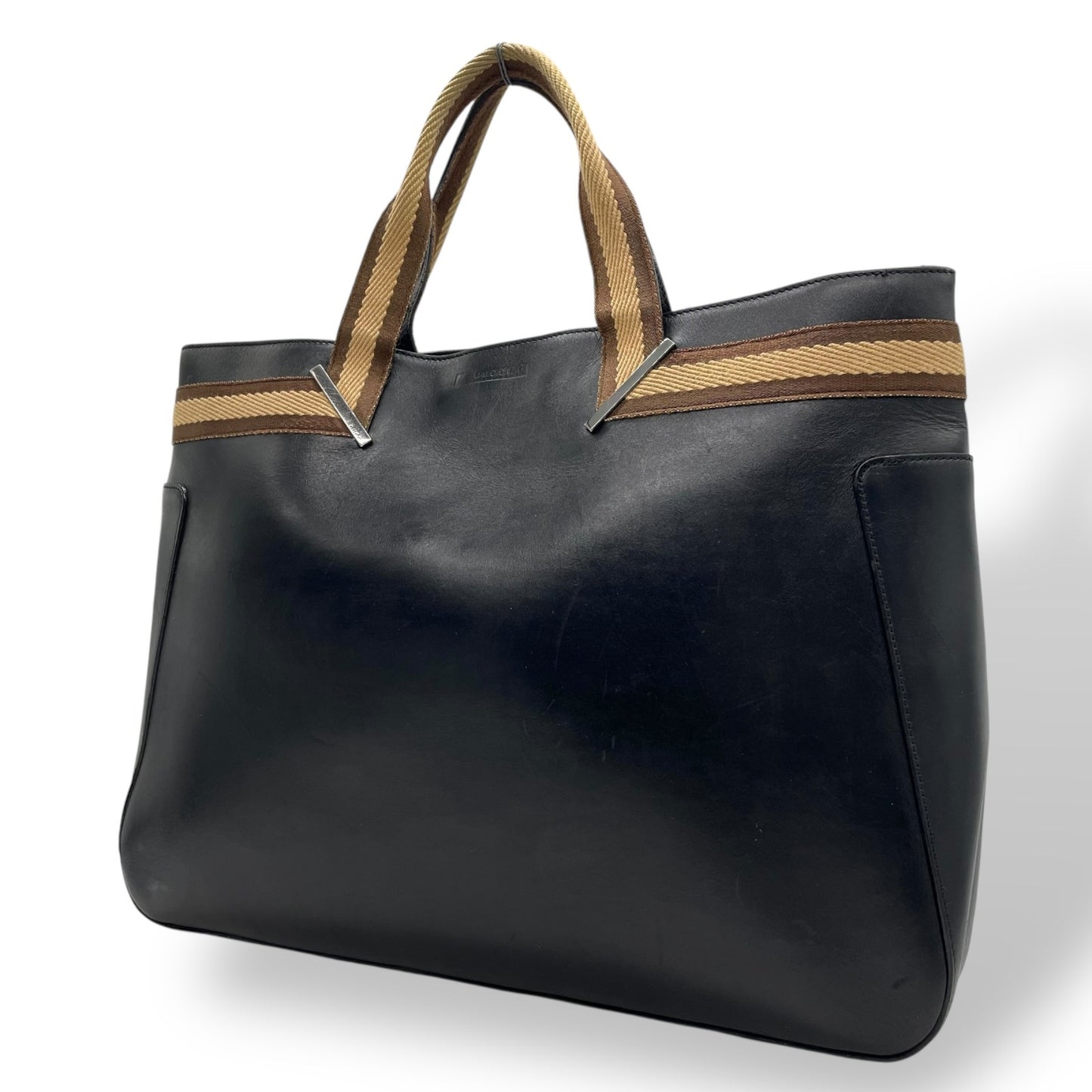 GUCCI グッチ シェリーライン トートバッグ ハンドバッグ 黒 ブラック レザー シルバー金具 ブラウン ベージュ 手提げ マグネット開閉 メンズ レディース K3