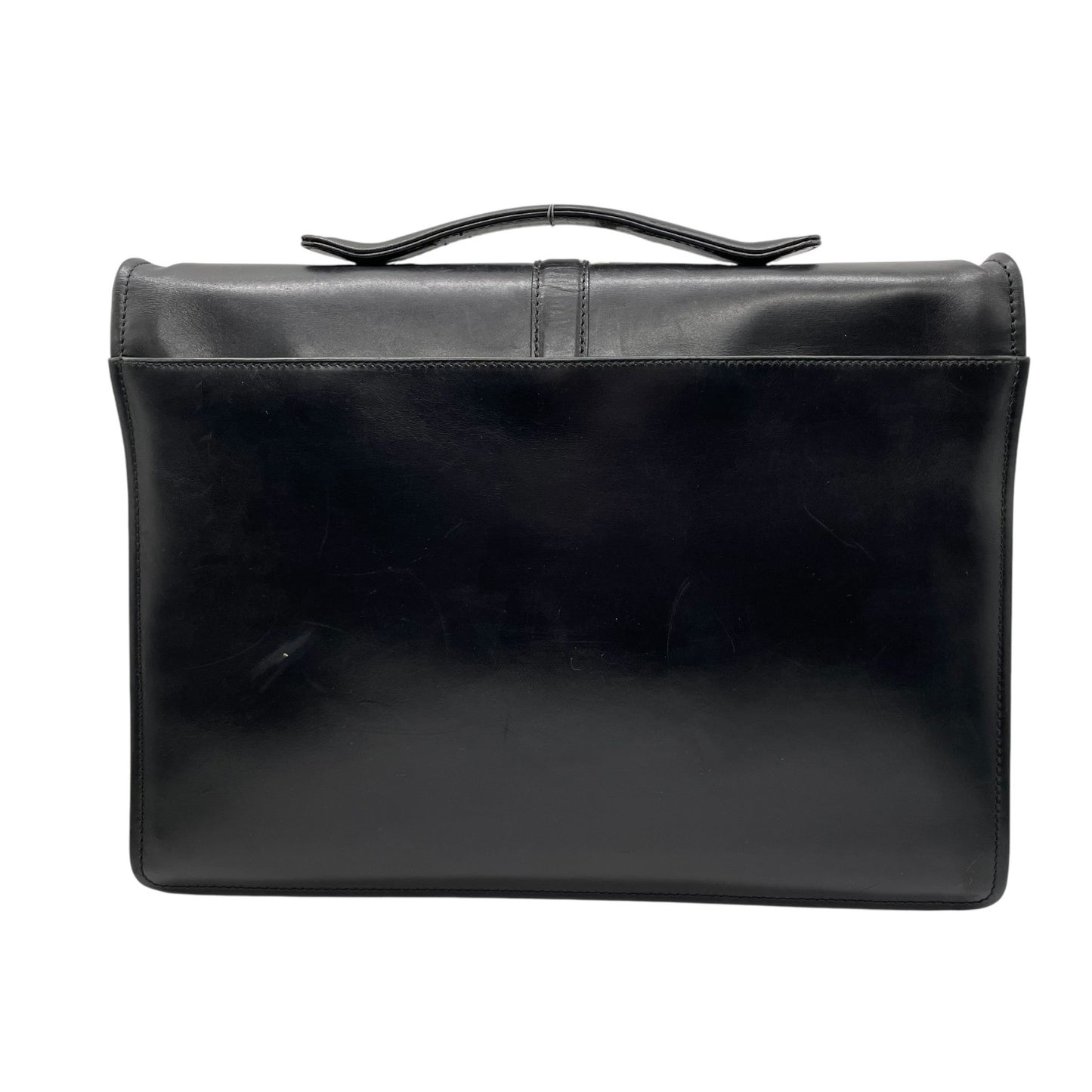 Salvatore Ferragamo サルヴァトーレフェラガモ 2WAY ビジネスバッグ ショルダーバッグ ブリーフケース ダレスバッグ 黒 ブラック レザー シルバー金具 フラップ開閉 斜め掛け可 A4収納可 メンズ E