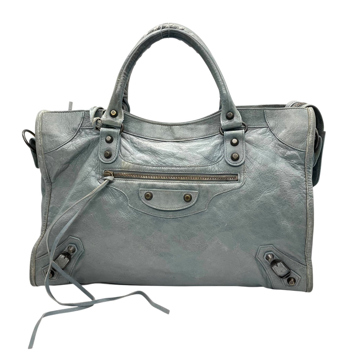 バレンシアガ BALENCIAGA ザ・シティ The City ハンドバッグ 2WAY ショルダーバッグ グレー レザー ヴィンテージ C7