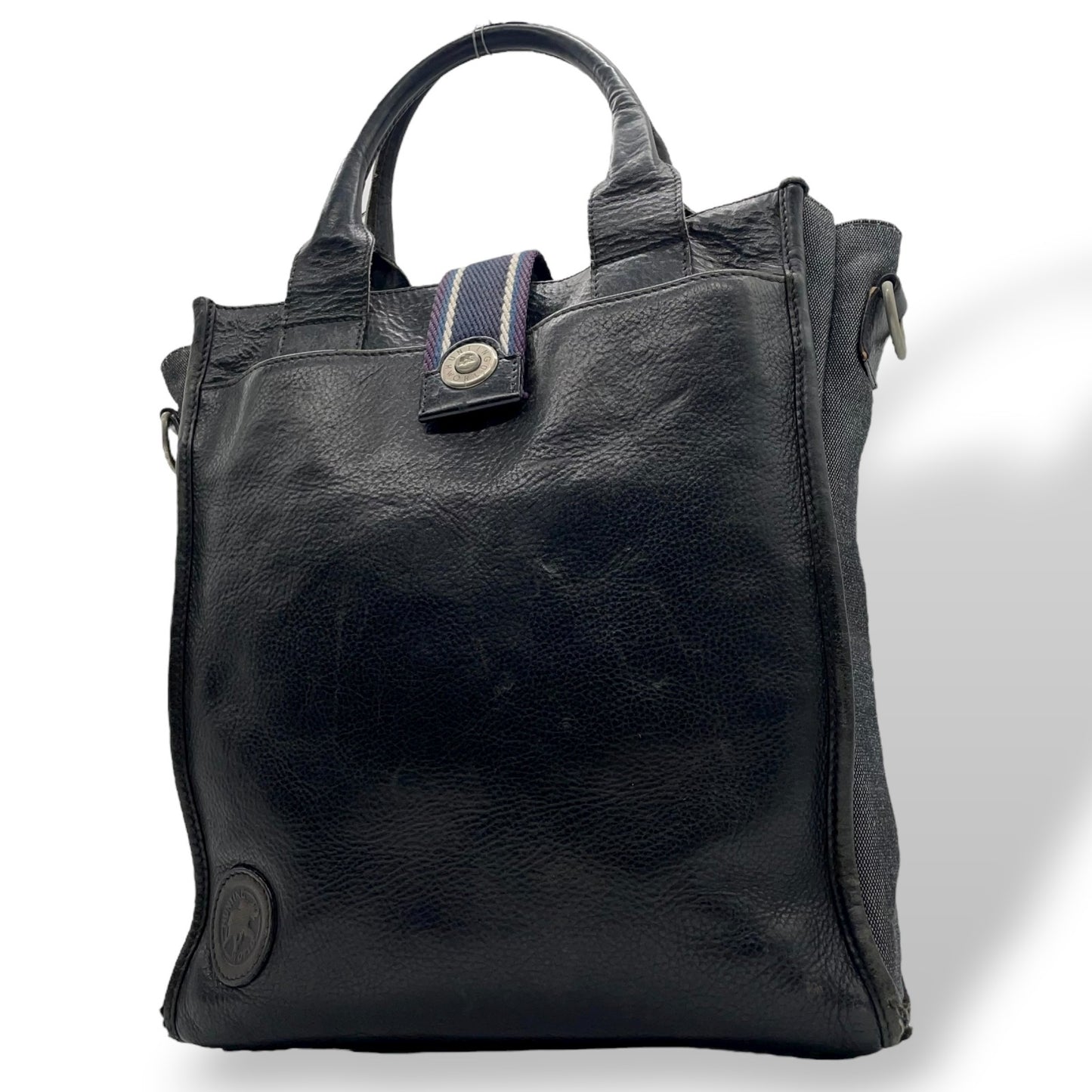 ハンティングワールド HUNTING WORLD トートバッグ ハンドバッグ レザー×キャンバス 黒 ブラック メンズ S68