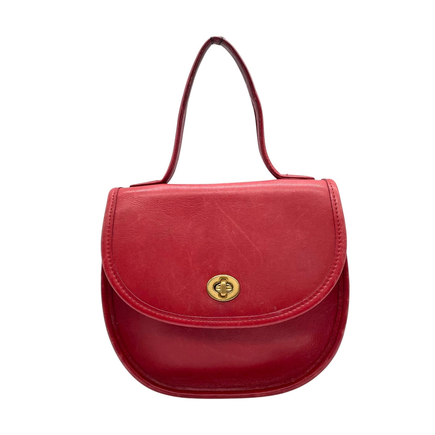 希少 COACH コーチ ショルダーバッグ ターンロック レザー 2WAY ハンドバッグ レッド 赤 S90 オールドコーチ グラブタンレザー vintage