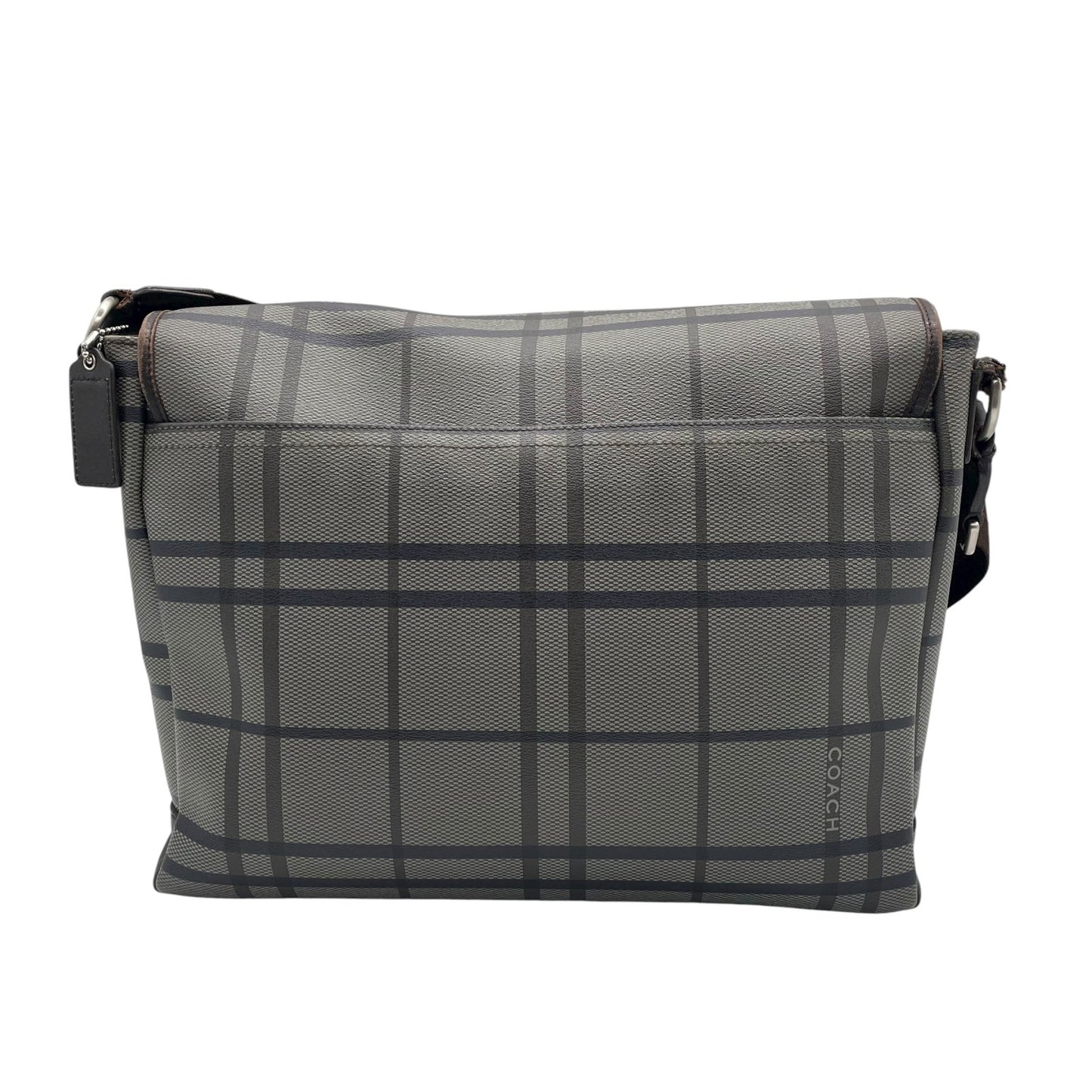コーチ COACH メッセンジャーバッグ ショルダーバッグ チェック柄 グレー 黒 ブラック A4収納可 ヴィンテージ U2