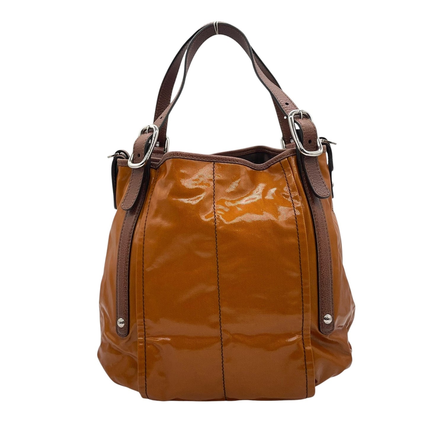 トッズ TOD’S レザー×ナイロン 2WAY トートバッグ ショルダーバッグ 茶色 ブラウン 光沢 大容量 レディース S95