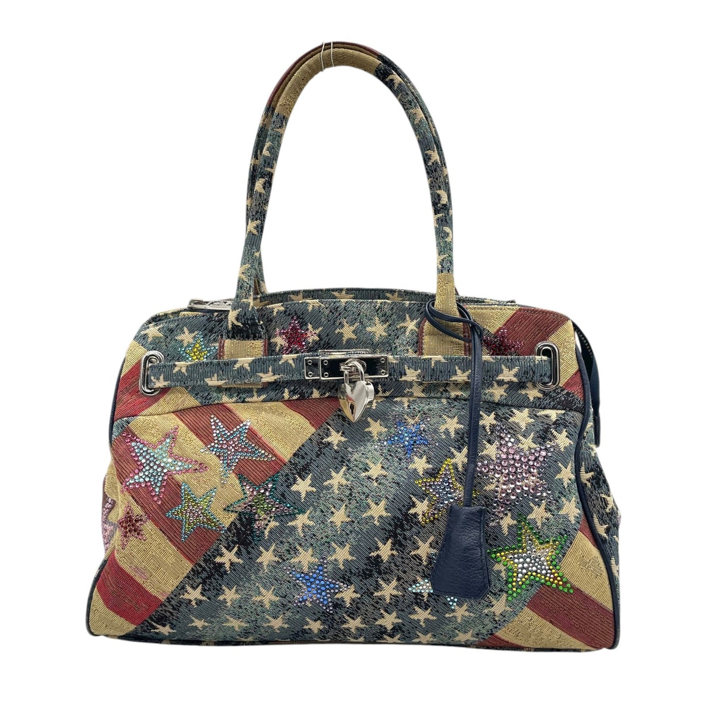 シンクビー Think Bee! ハンドバッグ トートバッグ アメリカ国旗 星柄 ラインストーン スパンコール マルチカラー デニム S90