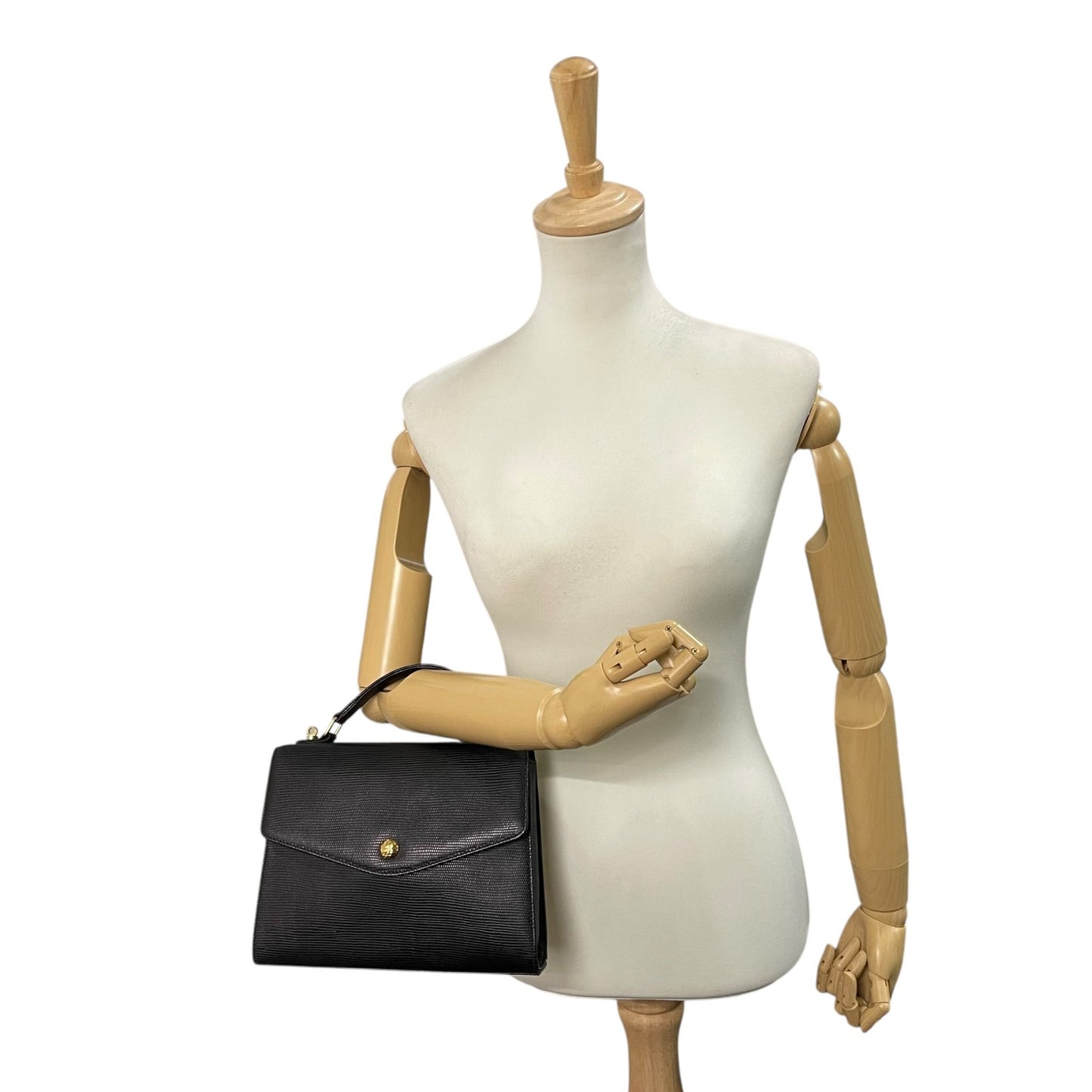 ソニアリキエル SONIA RYKIEL 型押し レザー ハンドバッグ ショルダーバッグ 2WAY 黒 ブラック 金金具 ゴールド金具 フォーマル S51