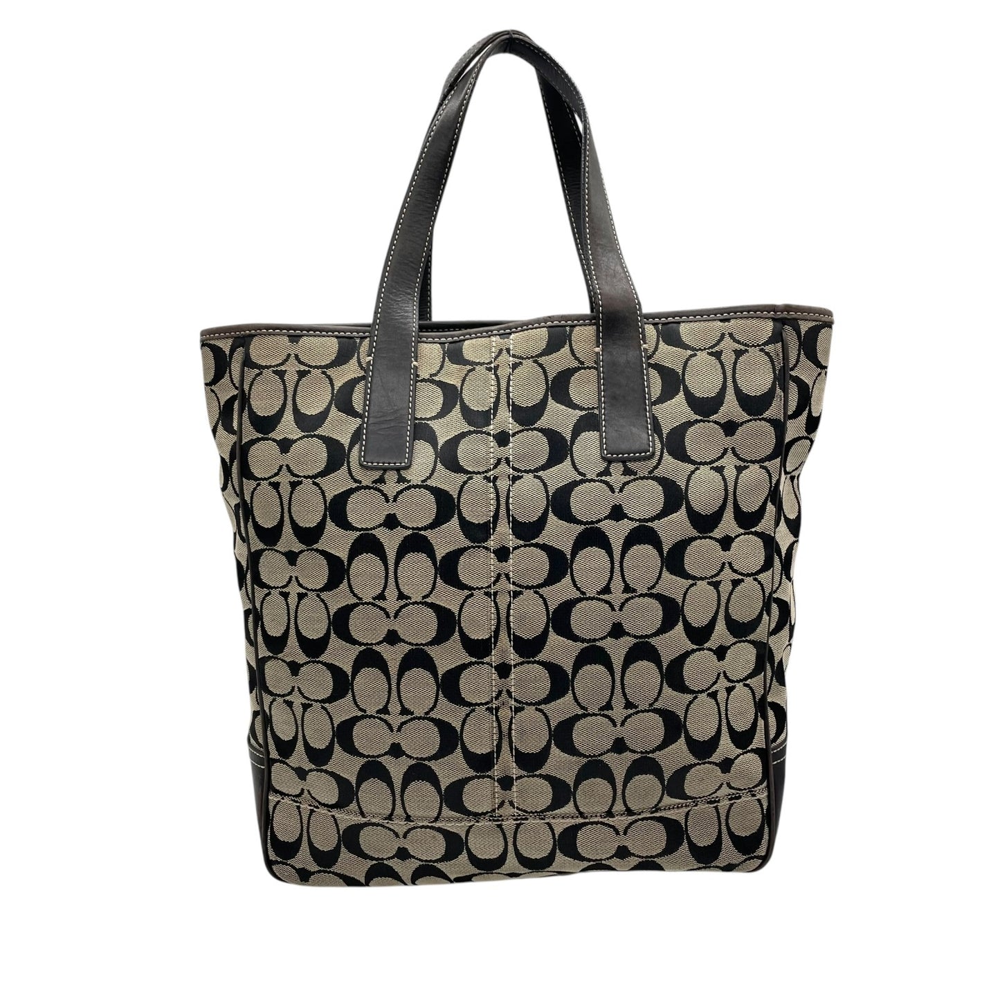 コーチ COACH シグネチャー トートバッグ ブラック 黒 ベージュ ジャガード キャンバス レザー 7069 T4