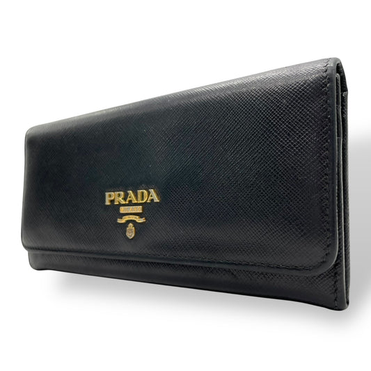 プラダ PRADA 長財布 ブラック 黒 NERO サフィアーノレザー ゴールド金具 ロゴ 1MH132/2D93/F0002 メンズ レディース M1