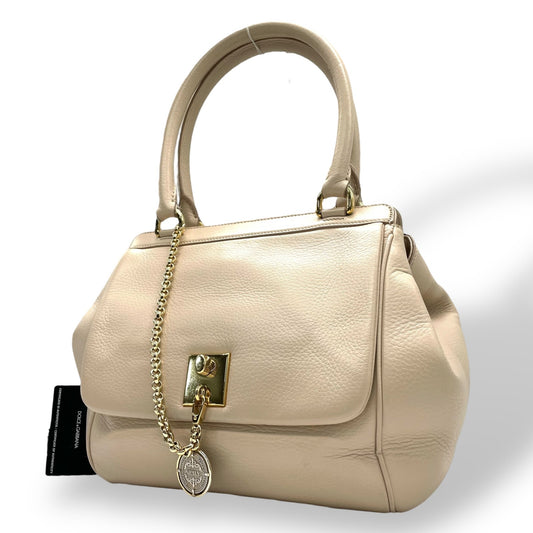 ドルチェ＆ガッバーナ Dolce&Gabbana ハンドバッグ SICILY シシリー ピンクベージュ レザー 肩掛け可 ゴールド金具 メダルタグ D&G ドルガバ ギャランティカード付き レディース D