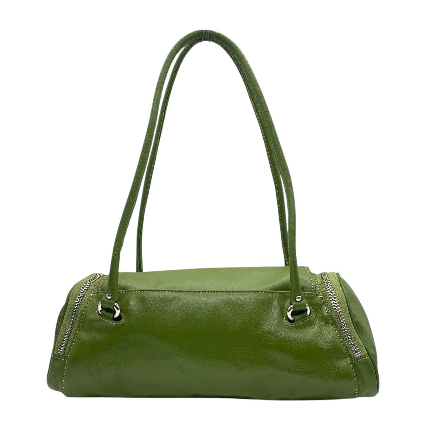 コールハーン COLE HAAN ハンドバッグ ロングハンドル レザー グリーン 緑 若草色 シルバー金具 バゲット型 スリムデザイン T3