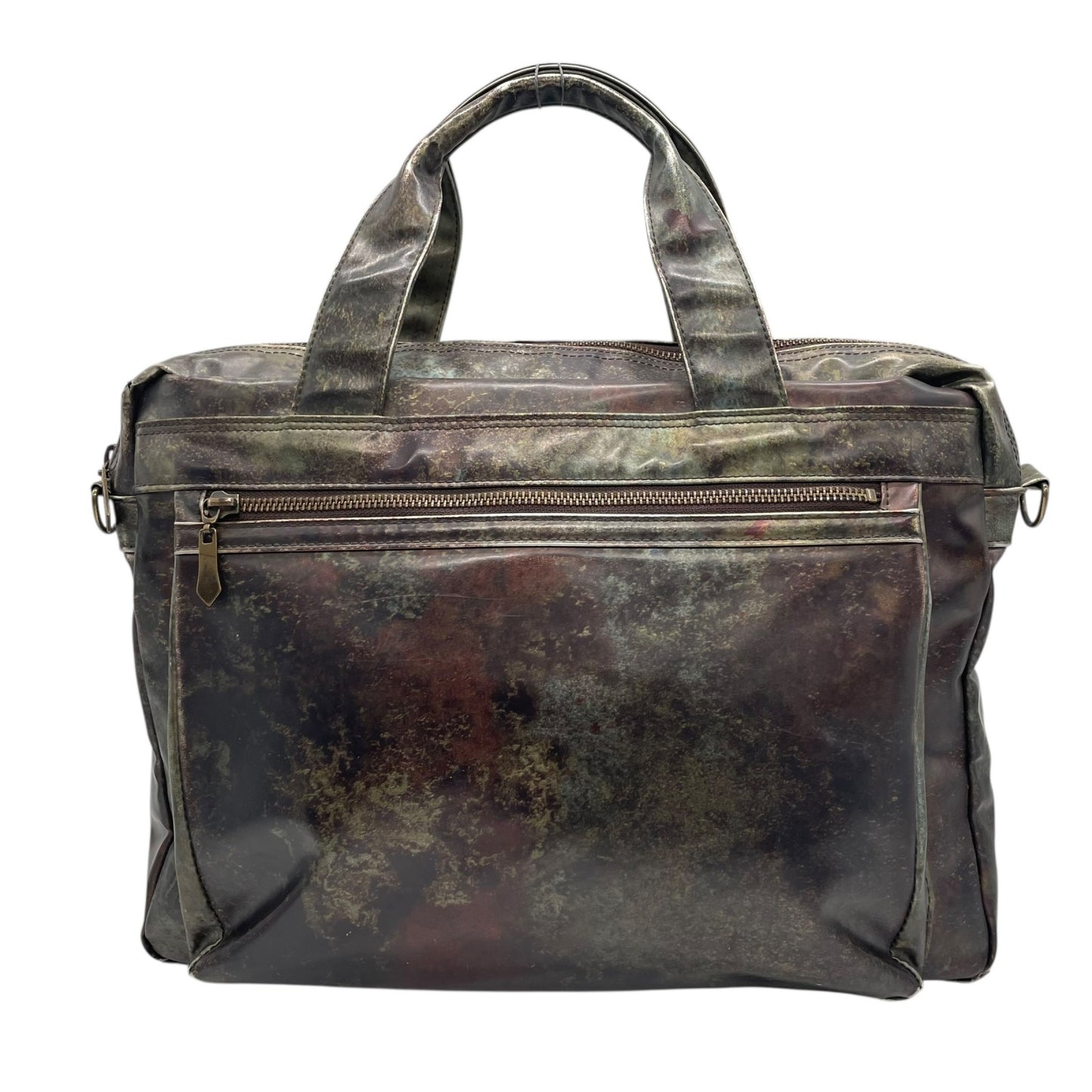 ジャンポールゴルチエ ビジネスバッグ 2WAY ショルダーバッグ Vサイバー 玉虫色 メタリック PVC レザー A4 PC収納可 廃盤 希少 メンズ レディース ユニセックス 通勤 通学 ブリーフケース ヴィンテージ 10