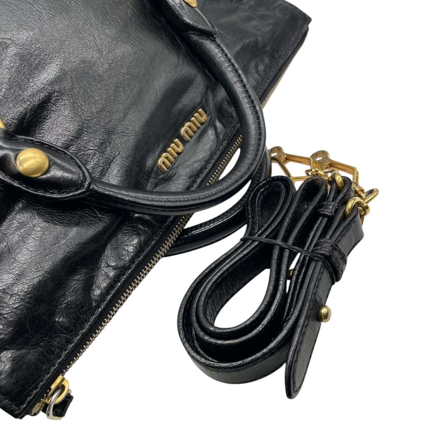 MIUMIU ミュウミュウ ハンドバッグ レザー ブラック【中古】 レディース