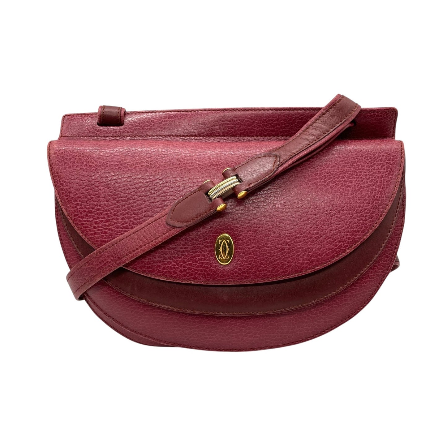 Cartier カルティエ マストライン ショルダーバッグ 赤 ボルドー ワインレッド レザー 本革 ゴールド金具 斜め掛け可 フラップ開閉 2Cモチーフ レディース C6