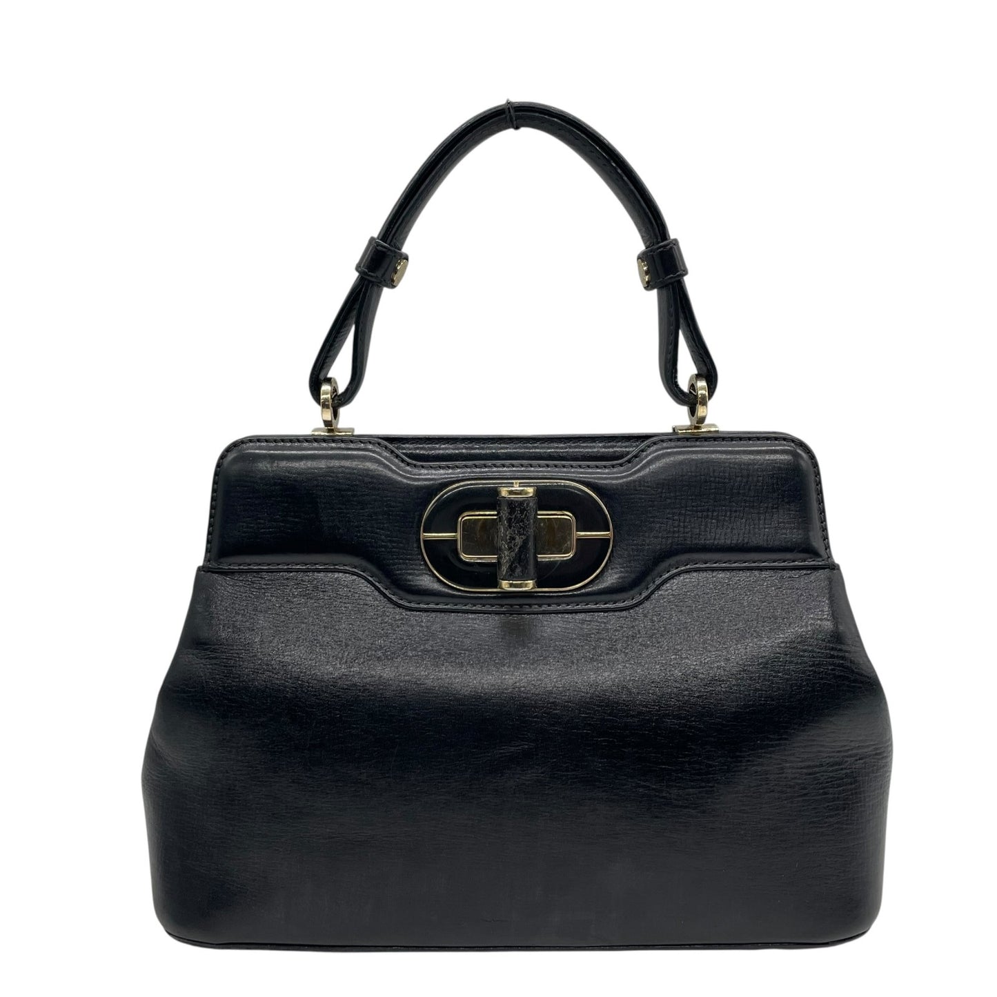 BVLGARI ブルガリ ショルダーバッグ イザベラロッセリーニ ブラック レザー 本革 ターンロック 2WAY ハンドバッグ レディース 黒 K11