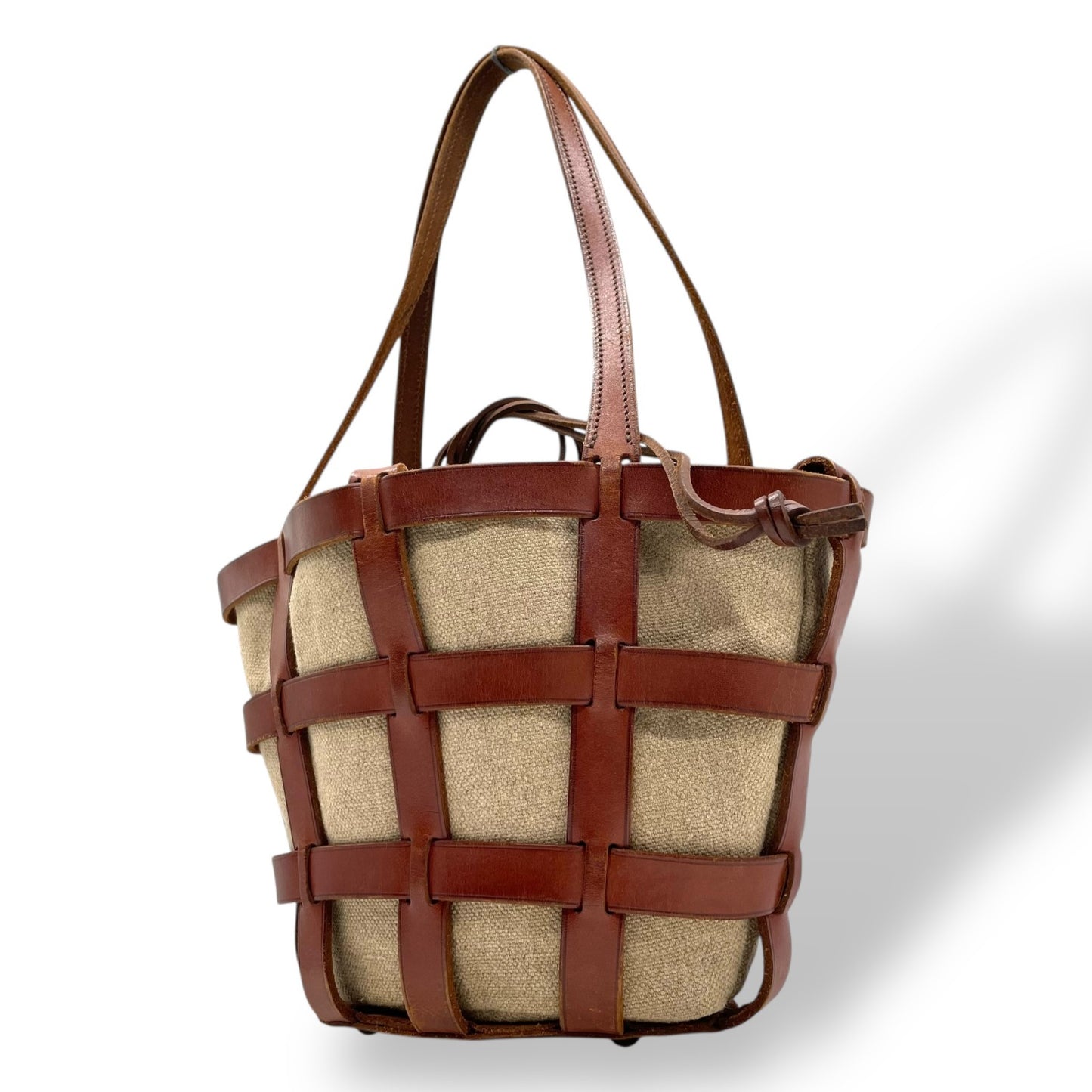 ジャストカンパーニュ Just Campagne バッグ ハンドバッグ トートバッグ レディース コットン 綿 キャンバス レザー ベージュ 巾着型 肩掛け ワンショルダー 定番 VALLEE SET truffe K1