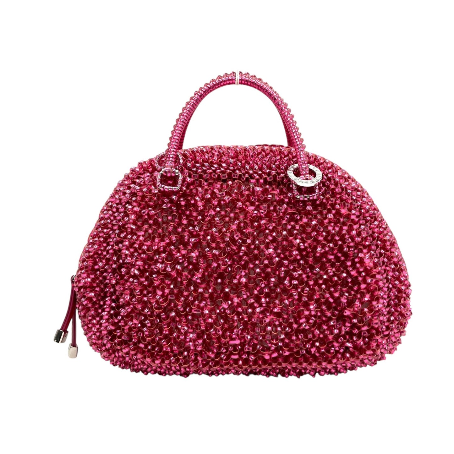 国内タイトル 美品 ANTEPRIMA アンテプリマ カルツォーネ 2WAY ハンドバッグ ワイヤーバッグ ピンク ショルダーバッグ チェーンショルダー クロスボディ シルバー金具 D4