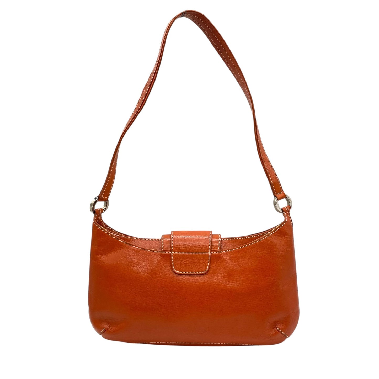 CELINE セリーヌ ショルダーバッグ ワンショルダー ベルトデザイン オレンジ ヴィンテージ シルバー金具 本革 レザー K6