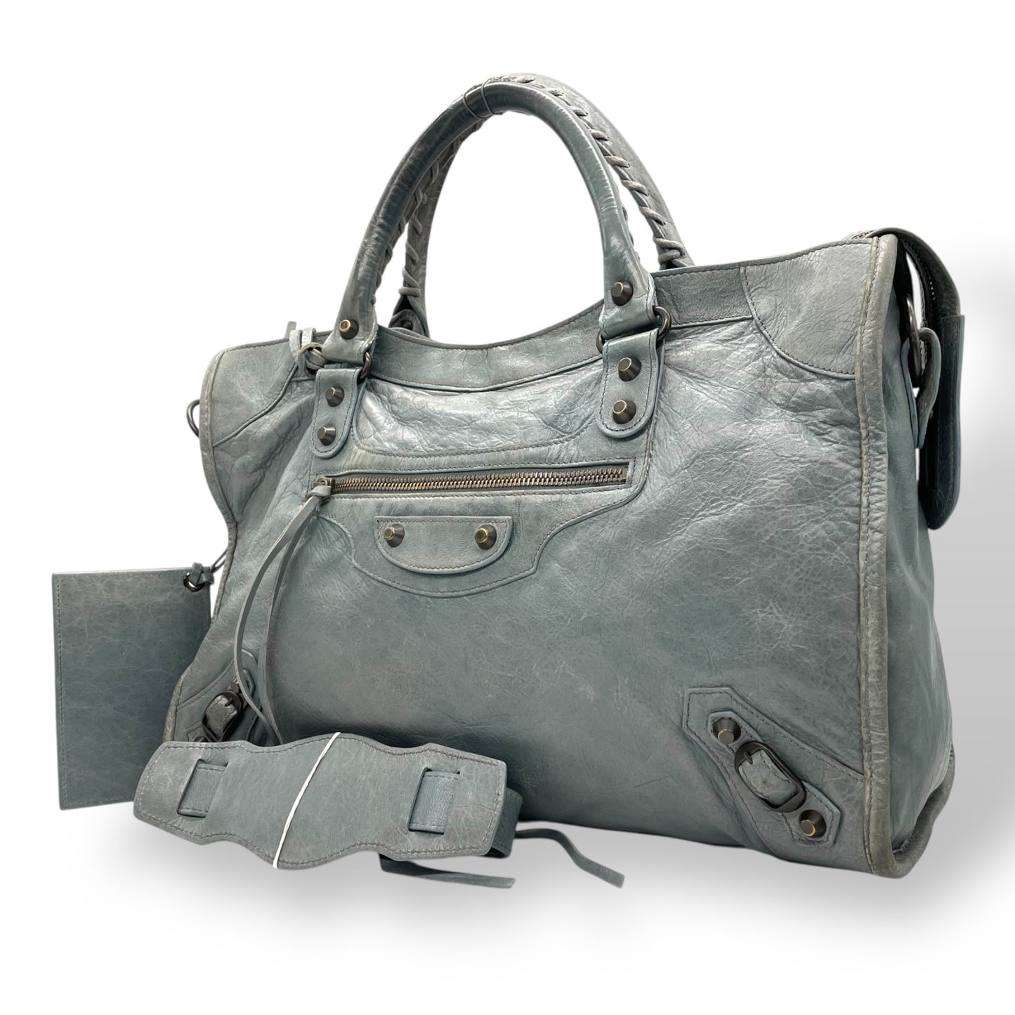バレンシアガ BALENCIAGA ザ・シティ The City ハンドバッグ 2WAY ショルダーバッグ グレー レザー ヴィンテージ C7