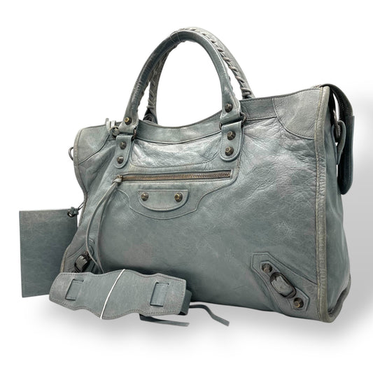 バレンシアガ BALENCIAGA ザ・シティ The City ハンドバッグ 2WAY ショルダーバッグ グレー レザー ヴィンテージ C7