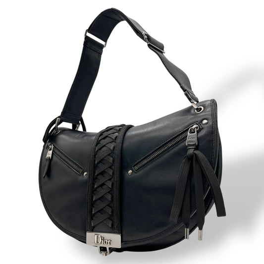 Christian Dior クリスチャンディオール ショルダーバッグ レザー ブラック【中古】 レディース