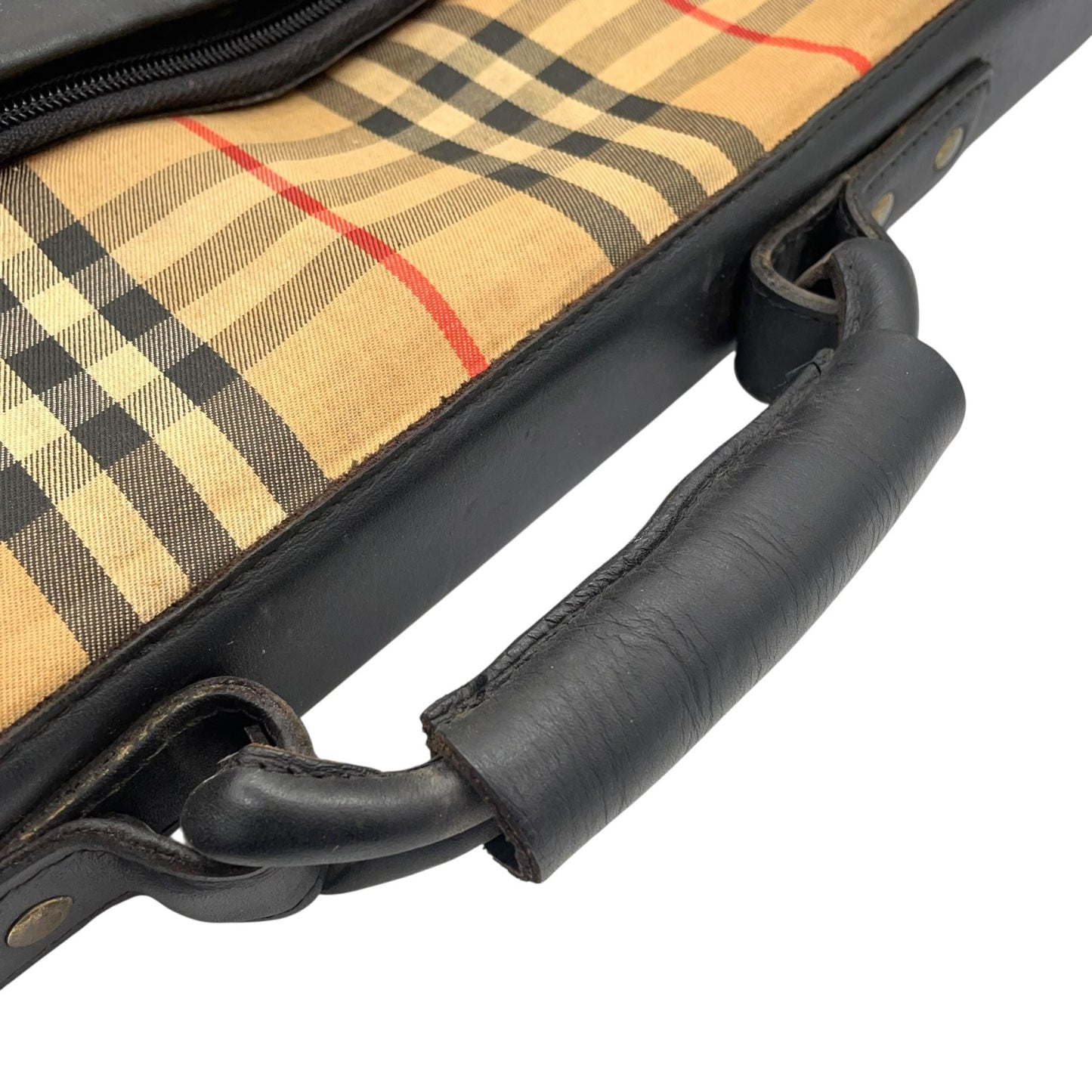 BURBERRY バーバリー ガーメントバッグ ノバチェック トラベルバッグ ベージュ ブラック キャンバス レザー ゴールド金具 ヴィンテージ メンズ X