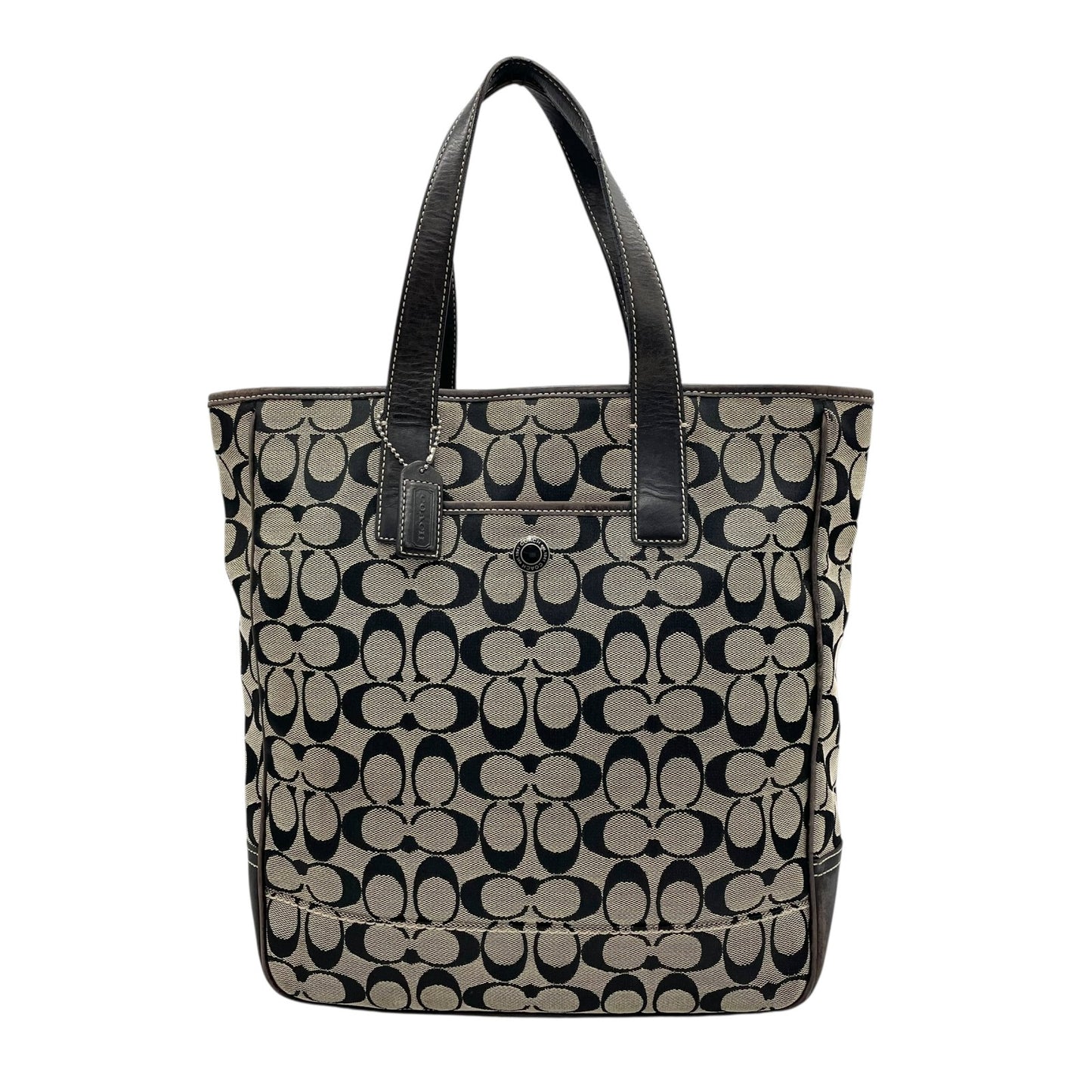 コーチ COACH シグネチャー トートバッグ ブラック 黒 ベージュ ジャガード キャンバス レザー 7069 T4