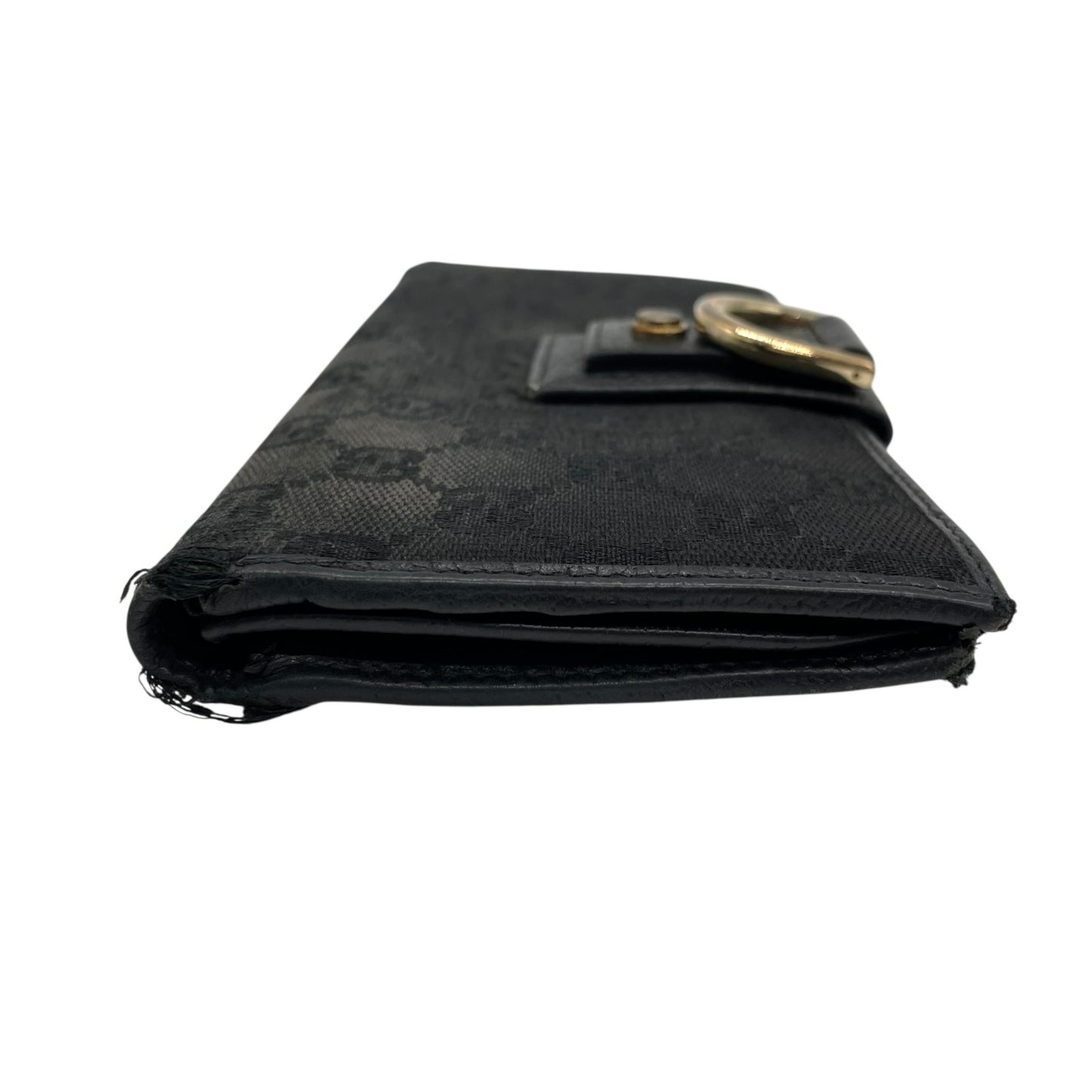 グッチ GUCCI 二つ折り 長財布 GGキャンバス 黒 ブラック キャンバス レザー ゴールド金具 GG柄 メンズ レディース M5