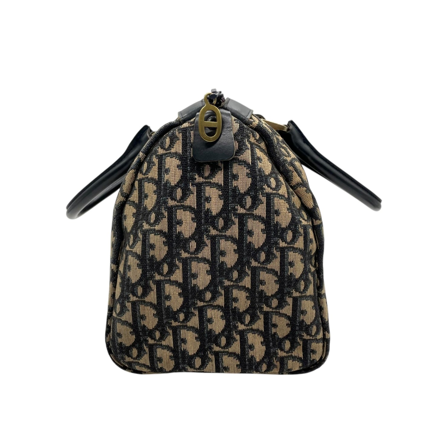 Christian Dior ディオール トロッター ミニボストン ボストンバッグ 紺 ネイビー ベージュ キャンバス レザー ゴールド金具 CDロゴ 手提げ ヴィンテージ レディース D3