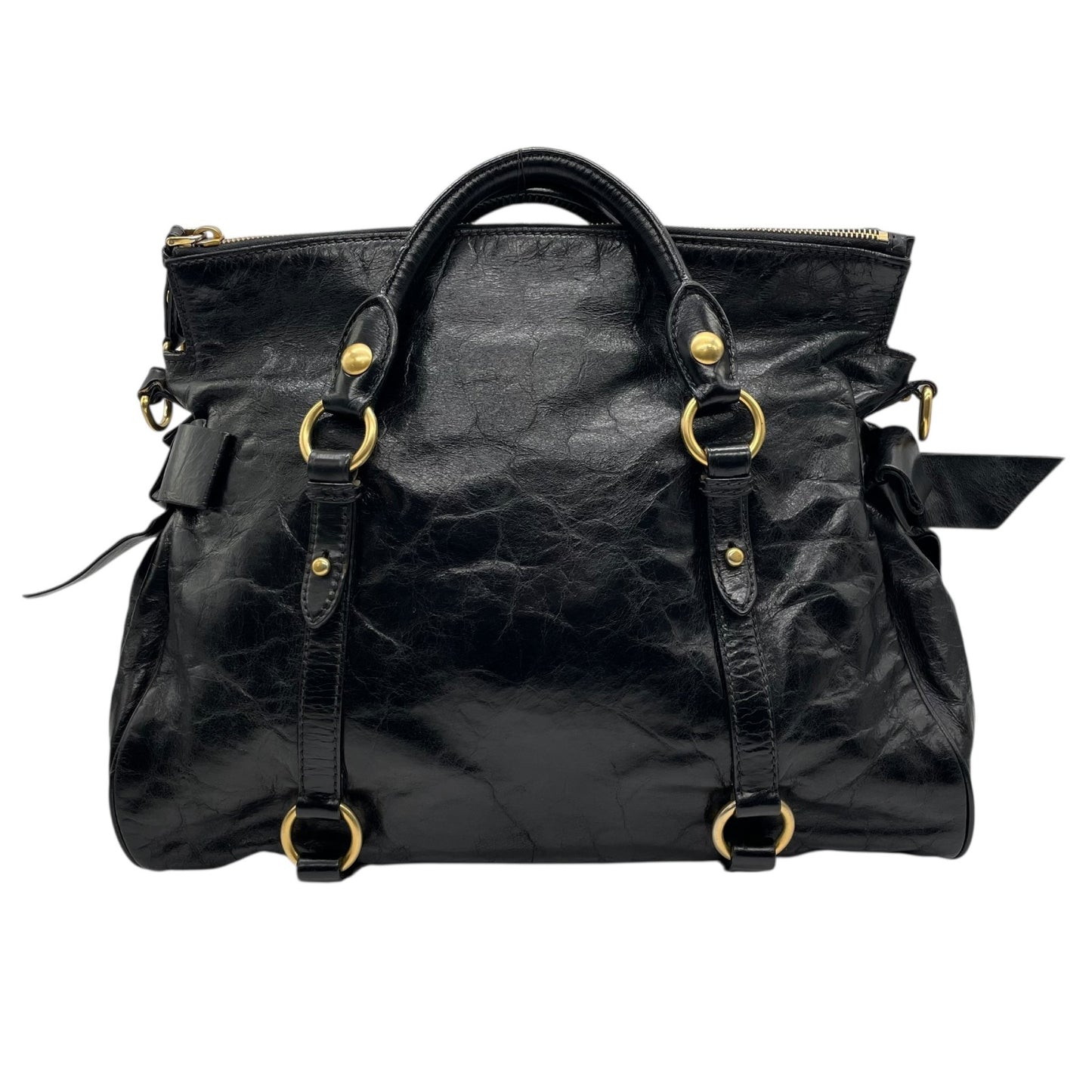 MIUMIU ミュウミュウ ハンドバッグ レザー ブラック【中古】 レディース