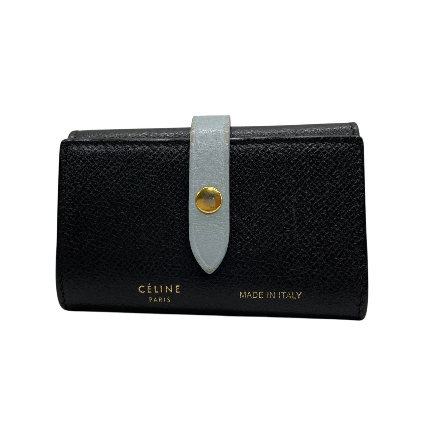 美品 CELINE セリーヌ 6連キーケース 黒 ブラック 水色 ブルー バイカラー レザー 本革 ゴールド金具 フィービー期 M2