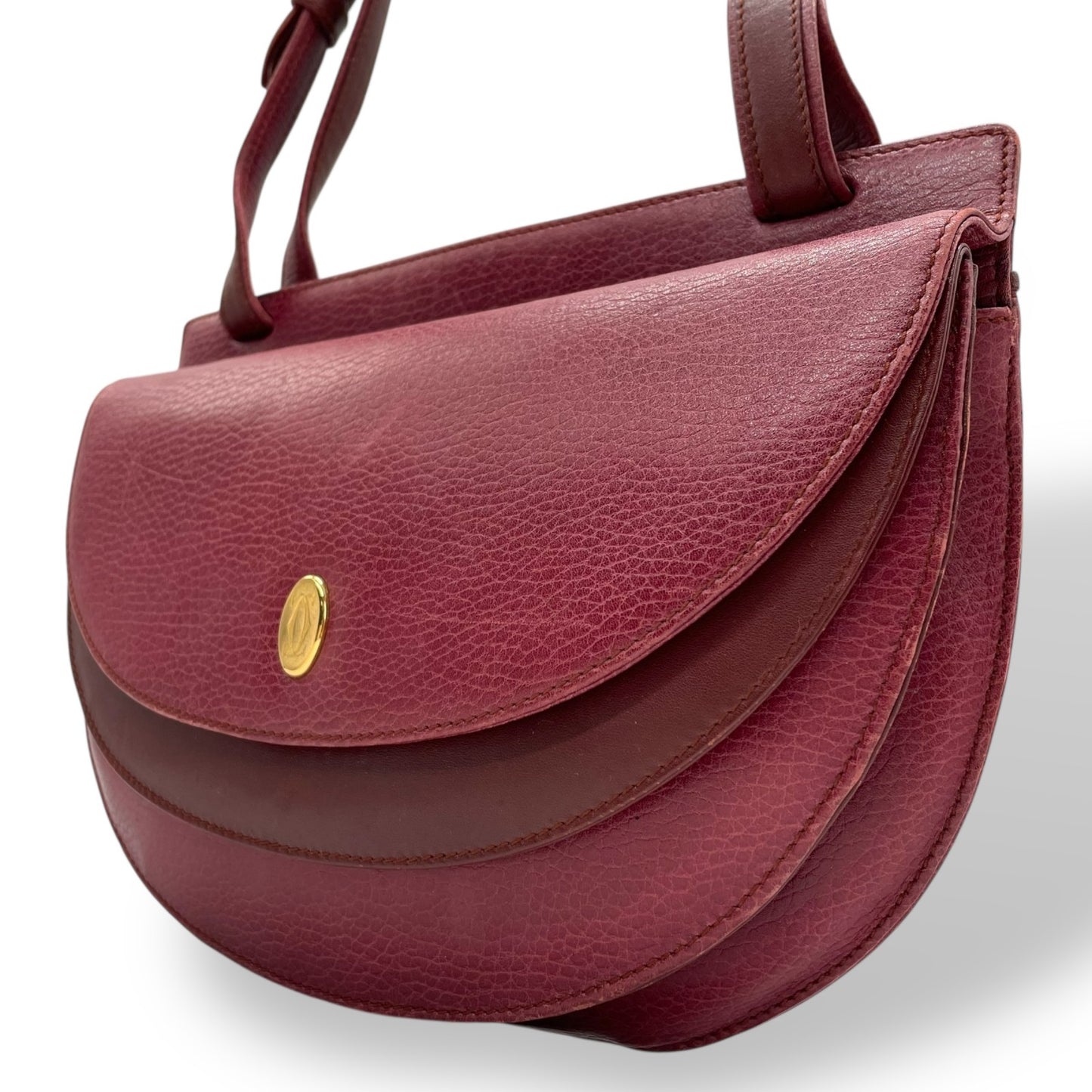 Cartier カルティエ マストライン ショルダーバッグ 赤 ボルドー ワインレッド レザー 本革 ゴールド金具 斜め掛け可 フラップ開閉 2Cモチーフ レディース C6