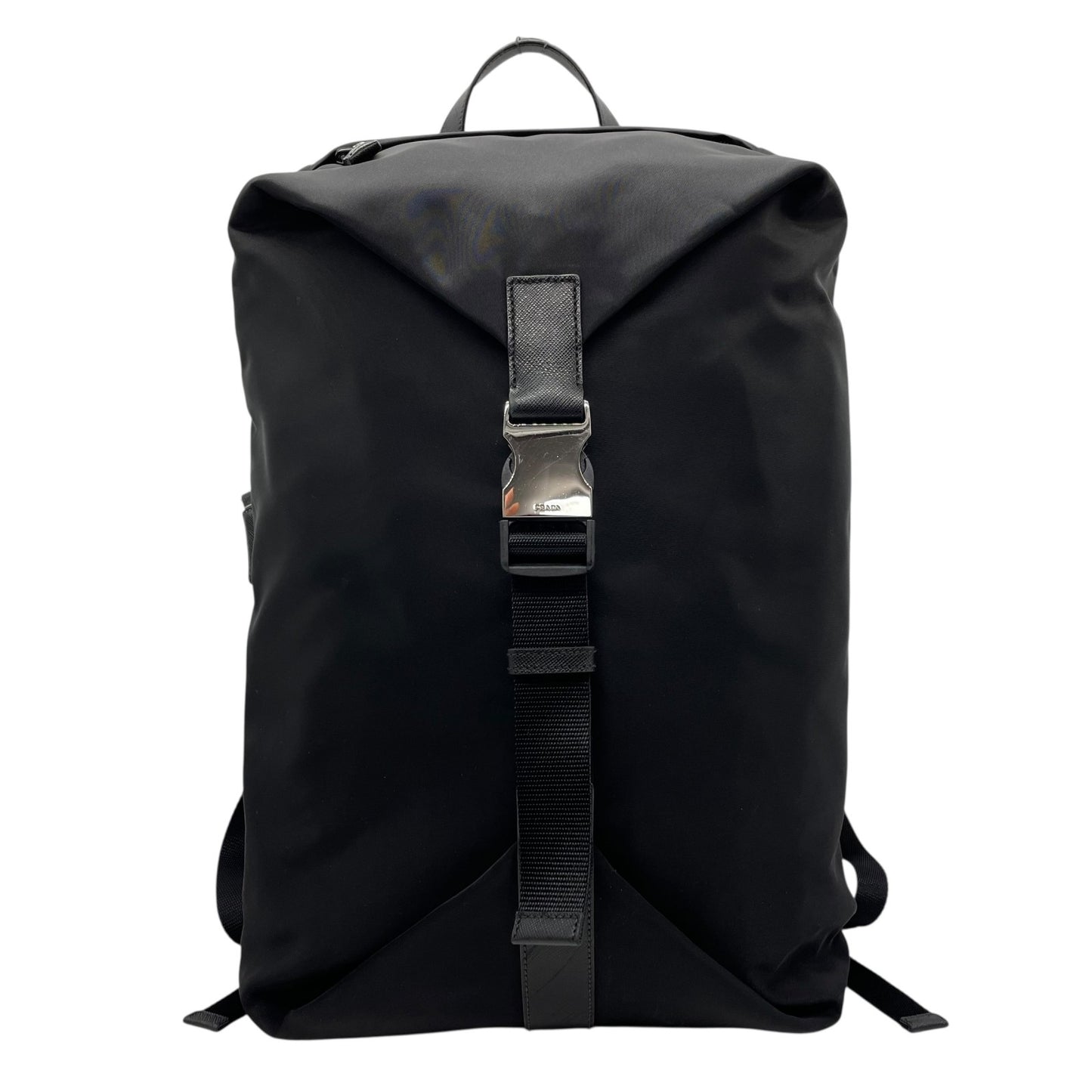 美品 PRADA プラダ リュックサック バッグパック リナイロン トライアングルロゴ 2VZ028 黒 NERO ブラック シルバー金具 メンズ C