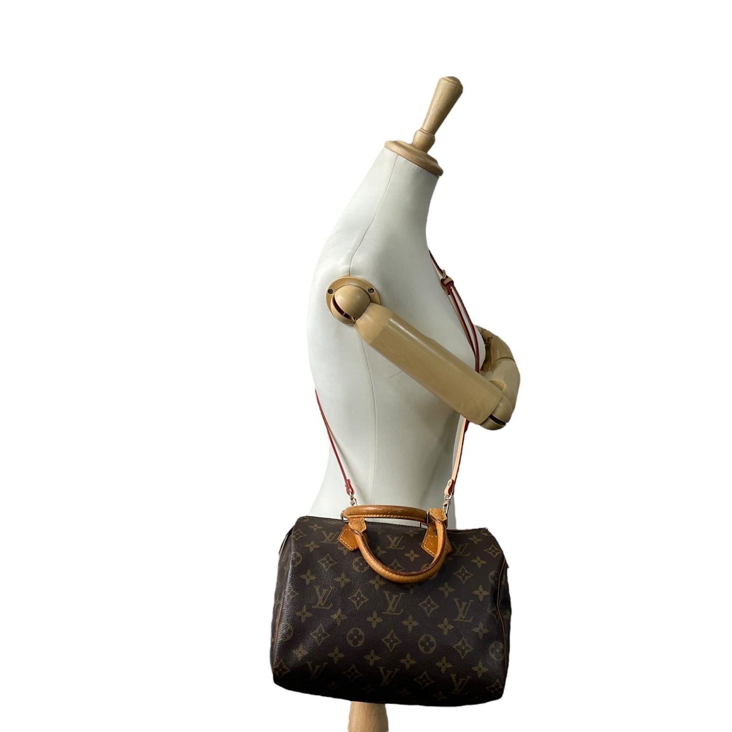 Authentic Louis Vuitton Speedy 25 Monogram Mini Boston Bag Brown Leather M41109