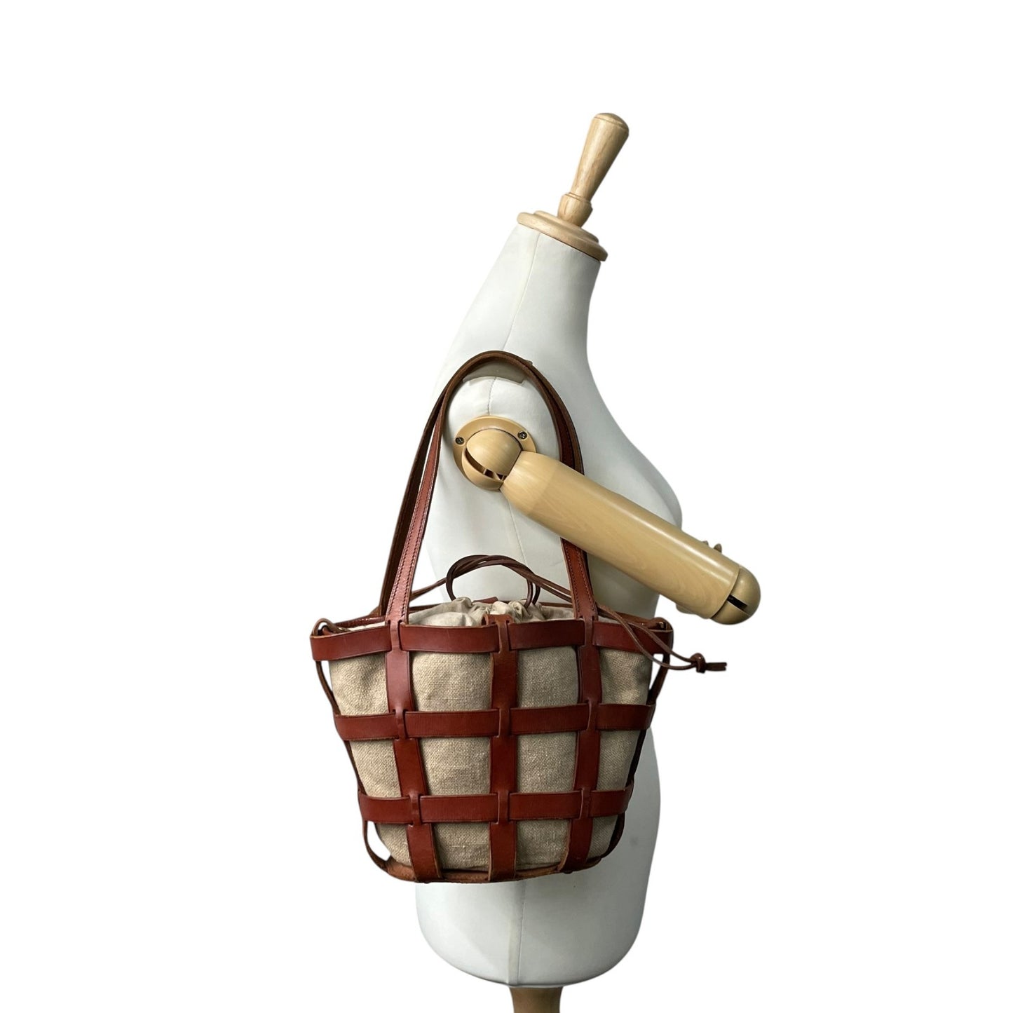 ジャストカンパーニュ Just Campagne バッグ ハンドバッグ トートバッグ レディース コットン 綿 キャンバス レザー ベージュ 巾着型 肩掛け ワンショルダー 定番 VALLEE SET truffe K1