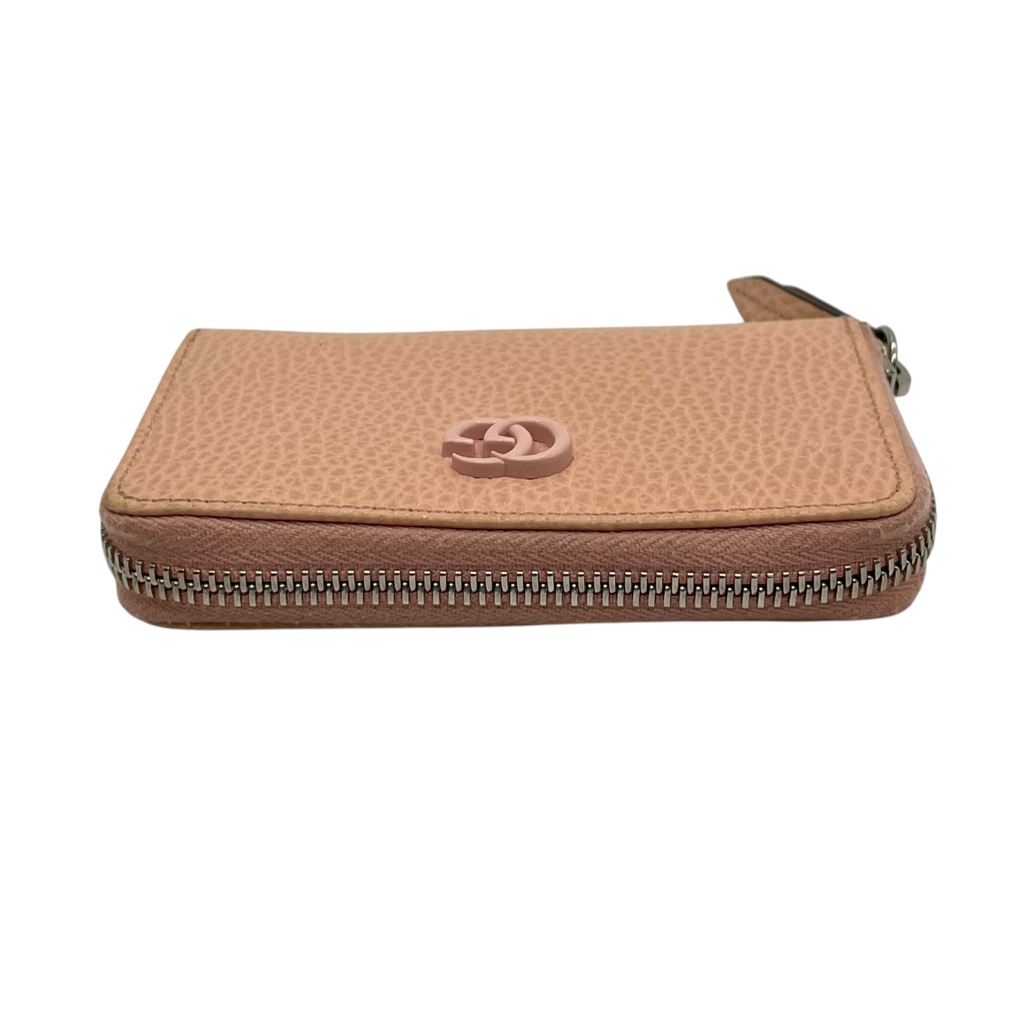 極美品 グッチ GUCCI カードケース 644412 レザー ピンクベージュ ダブルG マーモント コインケース ミニ財布 コンパクト ウォレット 小銭入れ M2