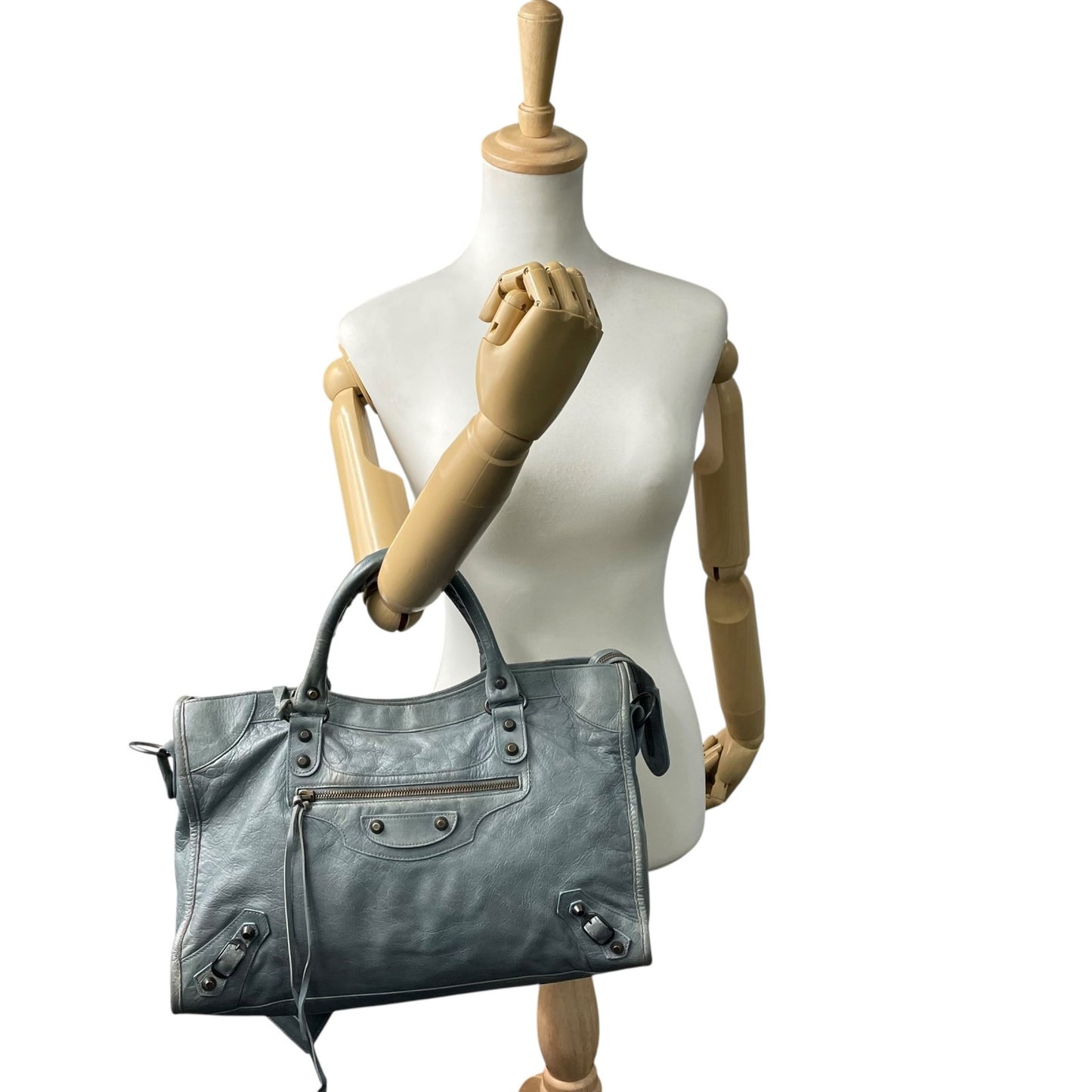 バレンシアガ BALENCIAGA ザ・シティ The City ハンドバッグ 2WAY ショルダーバッグ グレー レザー ヴィンテージ C7