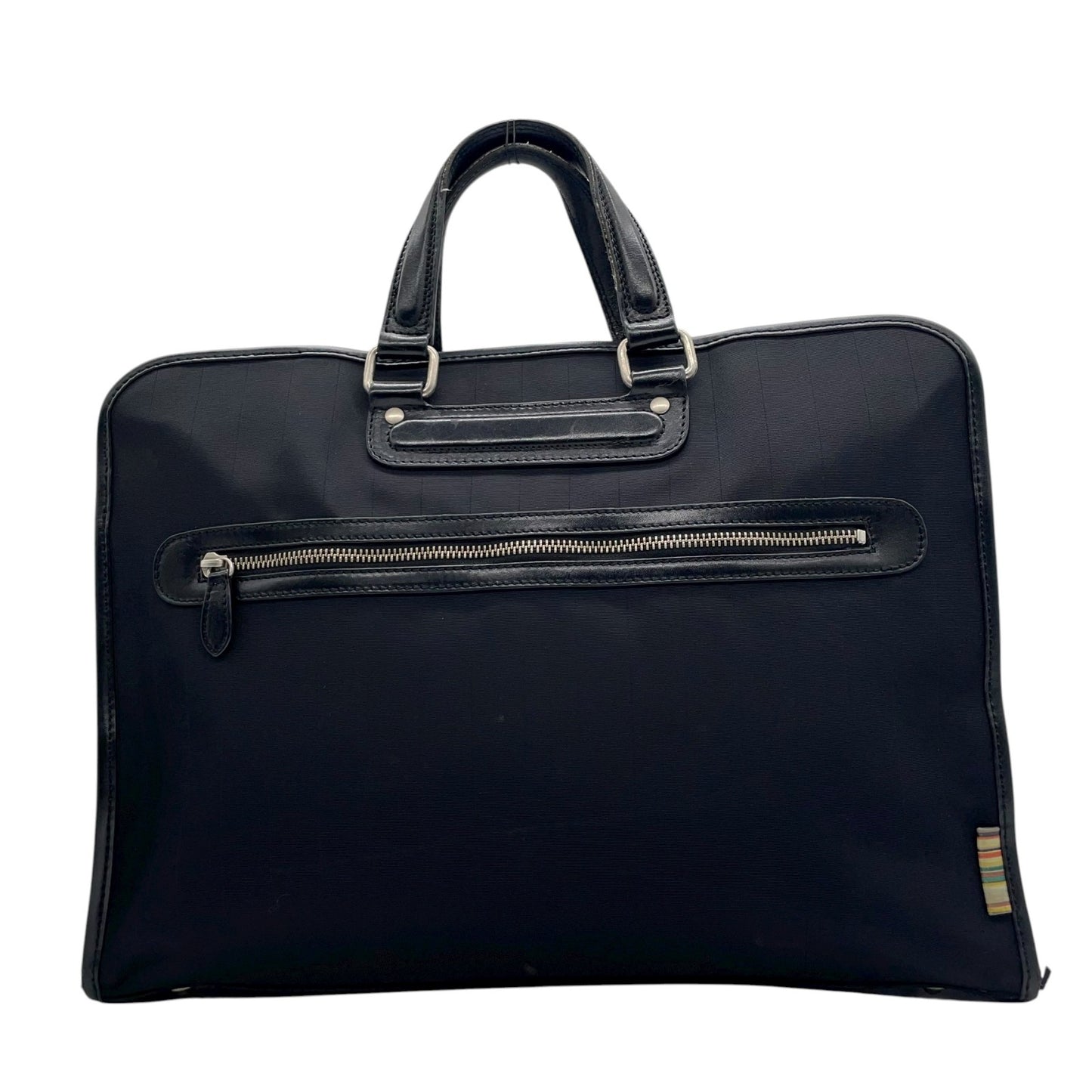 ポールスミス Paul Smith ビジネスバッグ ブリーフケース ナイロン×レザー 黒 ブラック マルチストライプ メンズ S14