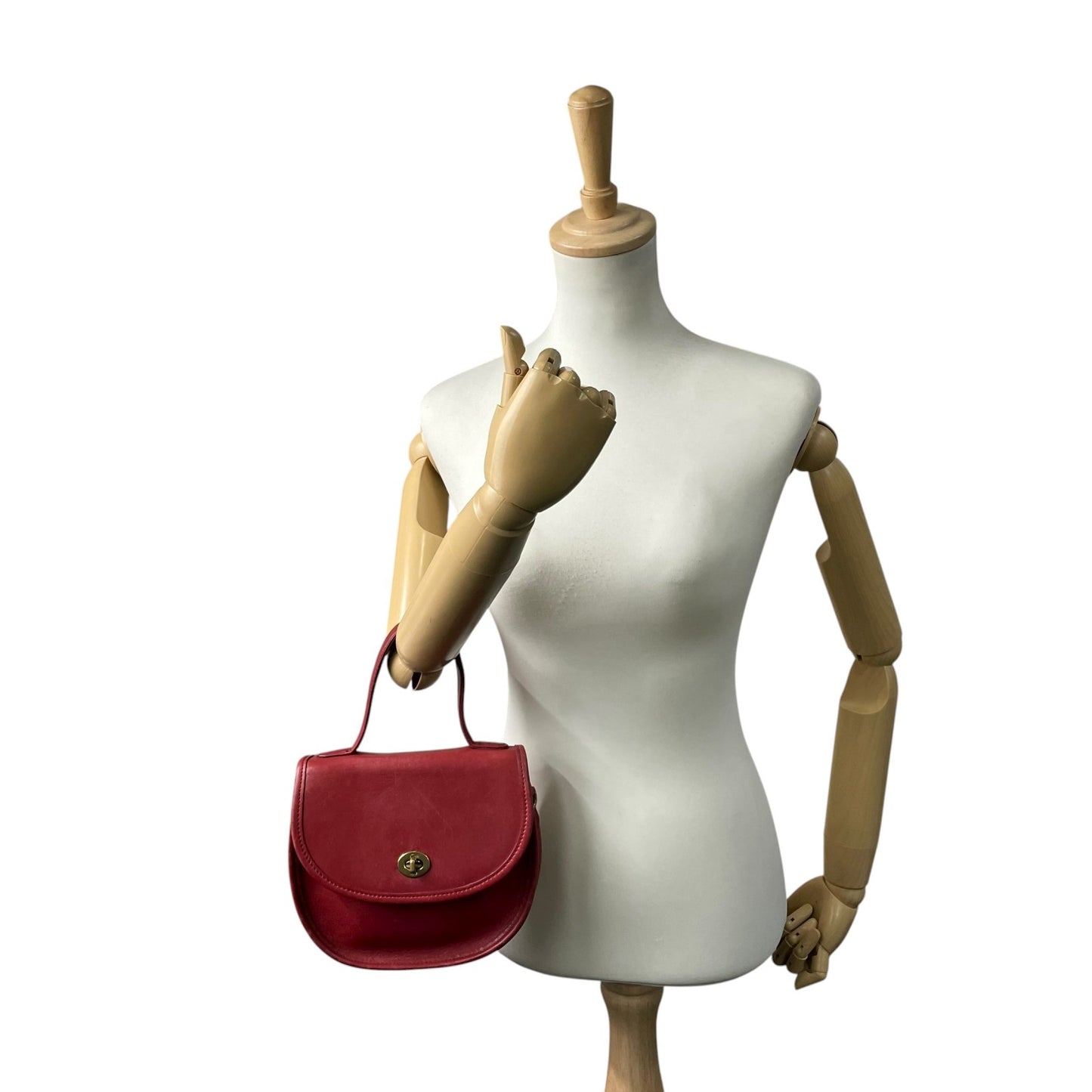 希少 COACH コーチ ショルダーバッグ ターンロック レザー 2WAY ハンドバッグ レッド 赤 S90 オールドコーチ グラブタンレザー vintage