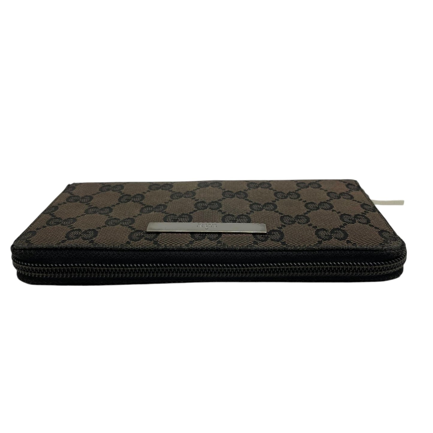 グッチ GUCCI 長財布 ラウンドファスナー GGキャンバス レザー ブラウン 茶 GG柄 ロゴ シルバー金具 メンズ レディース M1