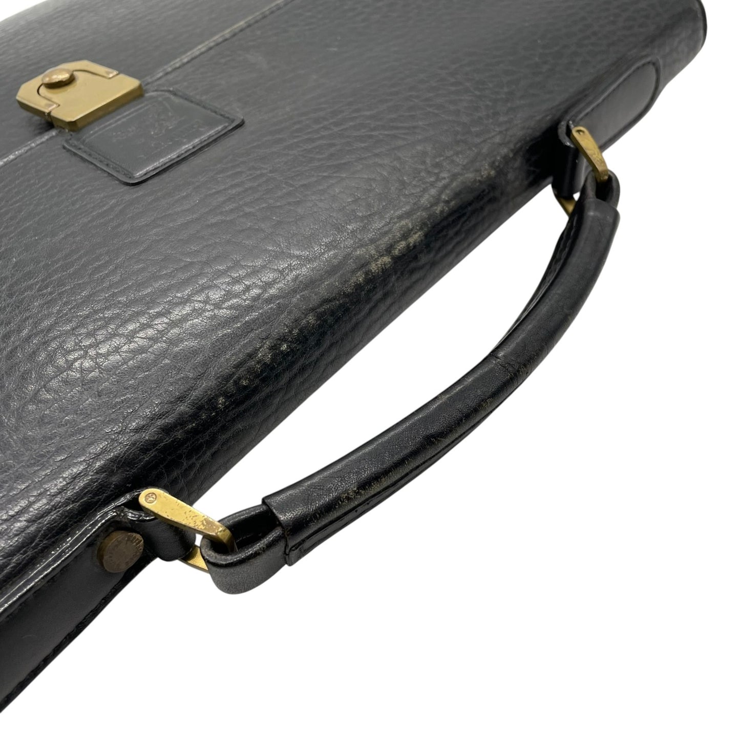 バーバリー BURBERRY ビジネスバッグ ブリーフケース ダレスバッグ ブラック 黒 レザー シボ革 ゴールド金具 ホースロゴ ヴィンテージ メンズ B
