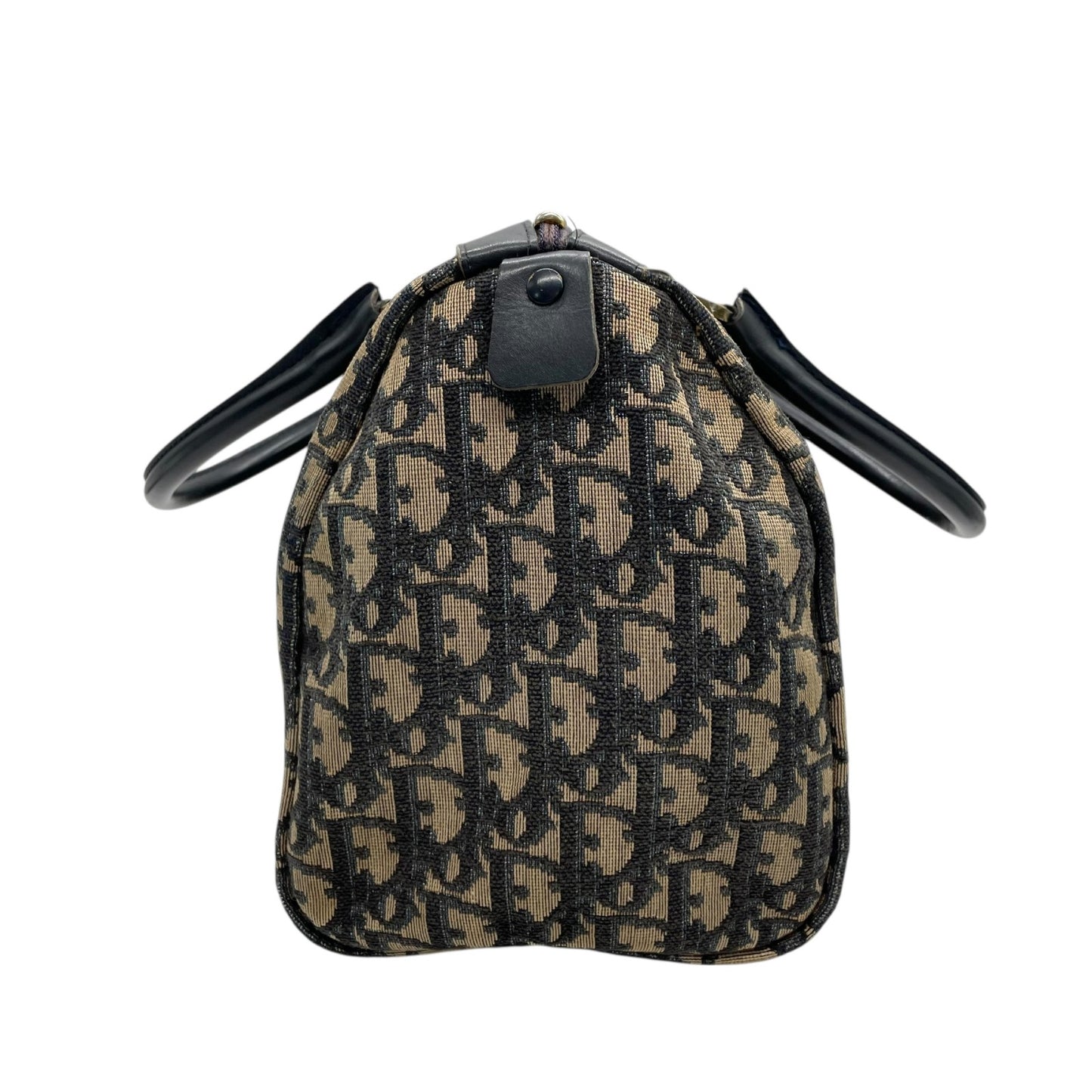 Christian Dior ディオール トロッター ミニボストン ボストンバッグ 紺 ネイビー ベージュ キャンバス レザー ゴールド金具 CDロゴ 手提げ ヴィンテージ レディース D3