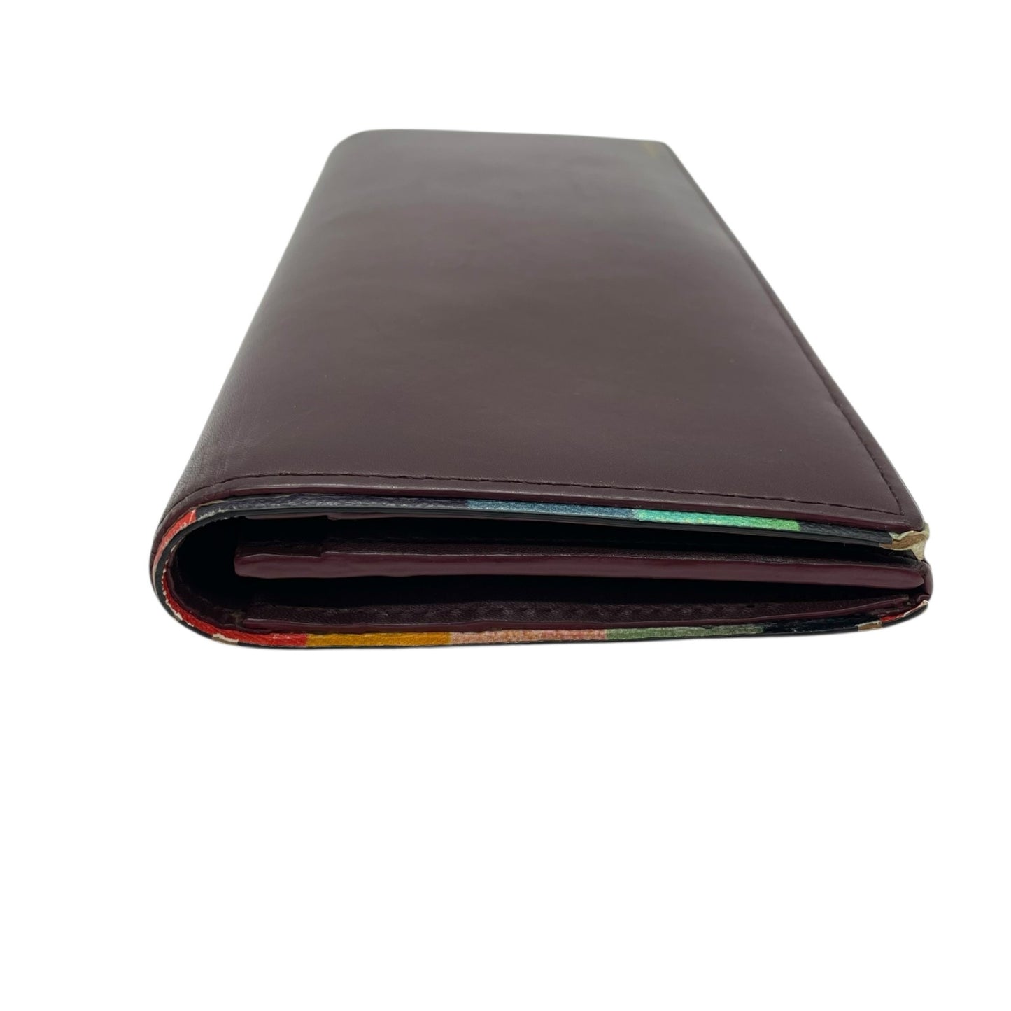 ポールスミス Paul Smith 長財布 折り財布 インサイドマルチストライプ マルチカラー レザー ボルドー ワインレッド 財布 3