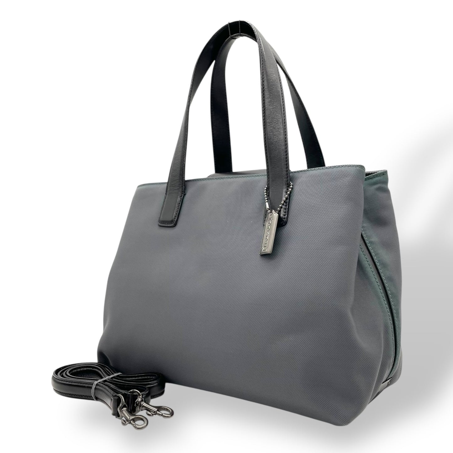 コーチ COACH トートバッグ ショルダーバッグ 7400 ナイロン レザー 灰色 グレー ショルダーストラップ付き 2WAY A4対応 S24