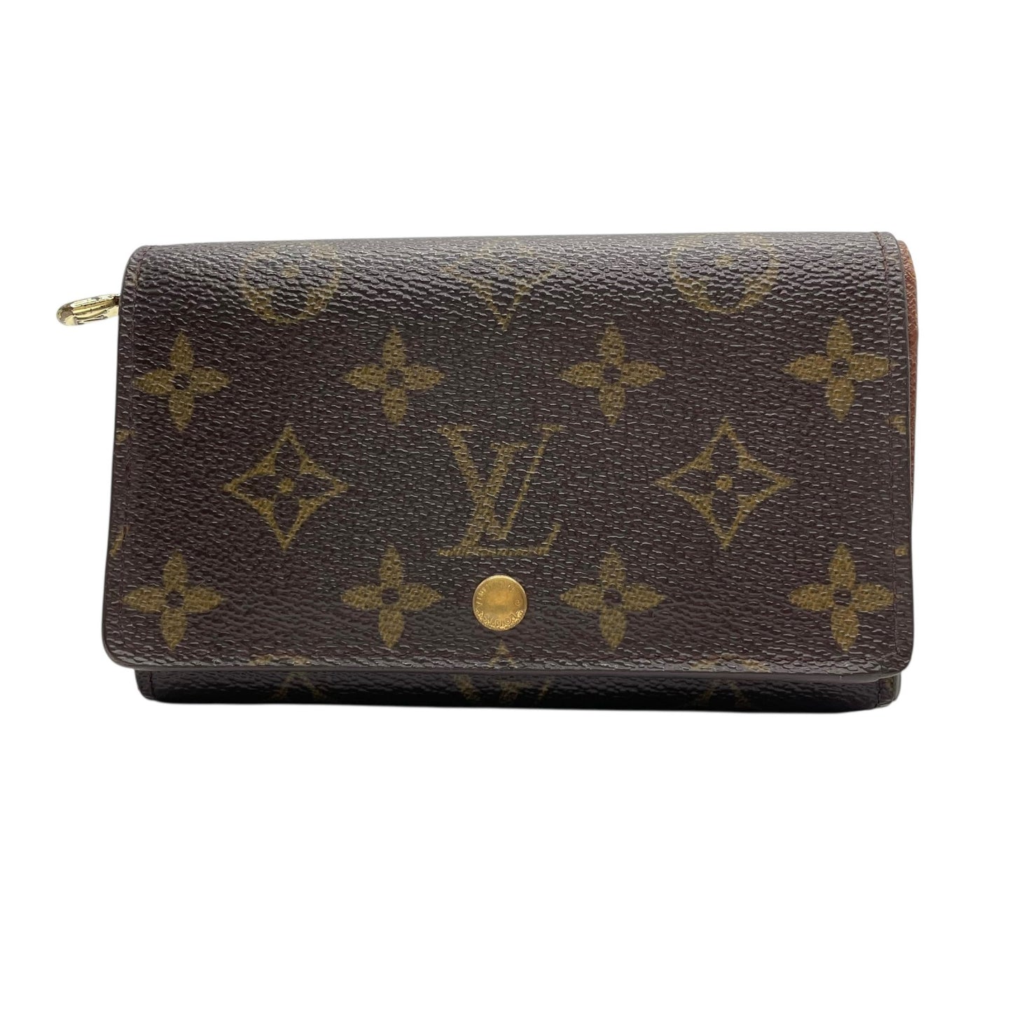 ルイ・ヴィトン LOUIS VUITTON LV モノグラム ポルトモネ ビエ トレゾール 三つ折り財布 M61730 茶色 ブラウン レザー PVC 金金具 ゴールド シリアル刻印 W1