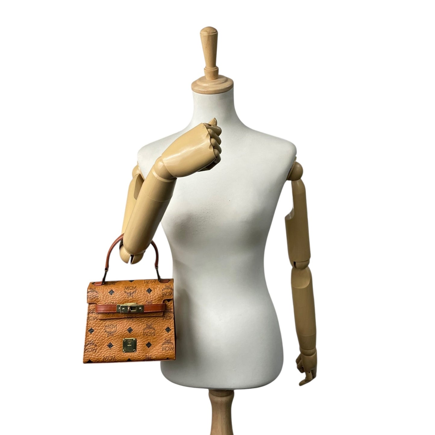 MCM エムシーエム ヴィセトス ハンドバッグ トップハンドルバッグ ベルトデザイン コニャック レザー ミニバッグ c4