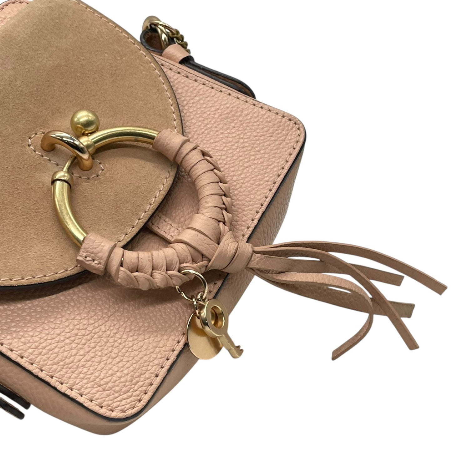 極 美品 シーバイクロエ See By Chloé Hana ハナ ショルダーバッグ ポシェット チェーン スエード レザー 本革 ピンク ゴールド金具 斜め掛け可 クロスボディ ミニバッグ レディース 鞄 カバン エレガント k11