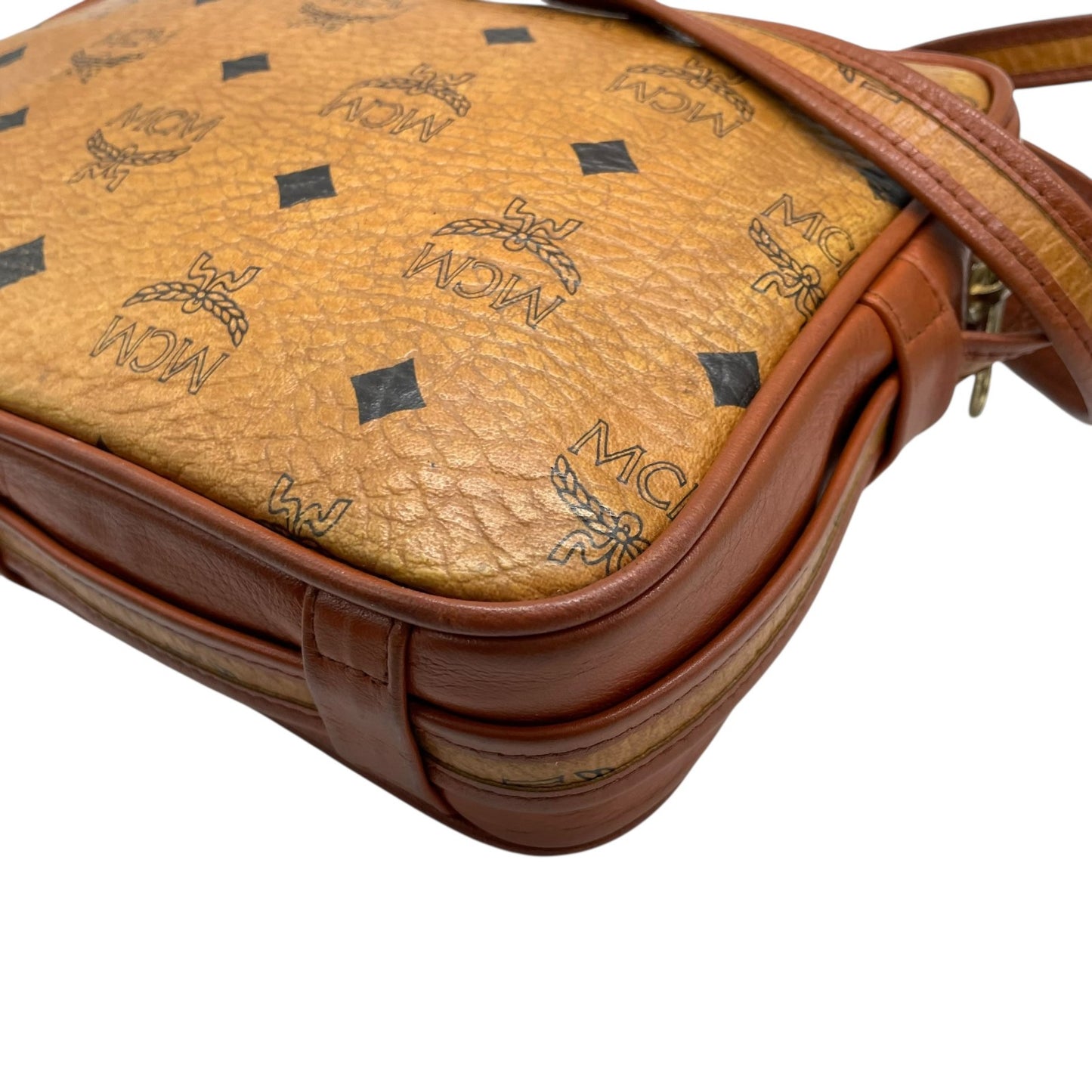 MCM ヴィンテージ ヴィセトス カメラバッグ ショルダーバッグ ブラウン モノグラム レザー切替 ゴールド金具 レディース s88