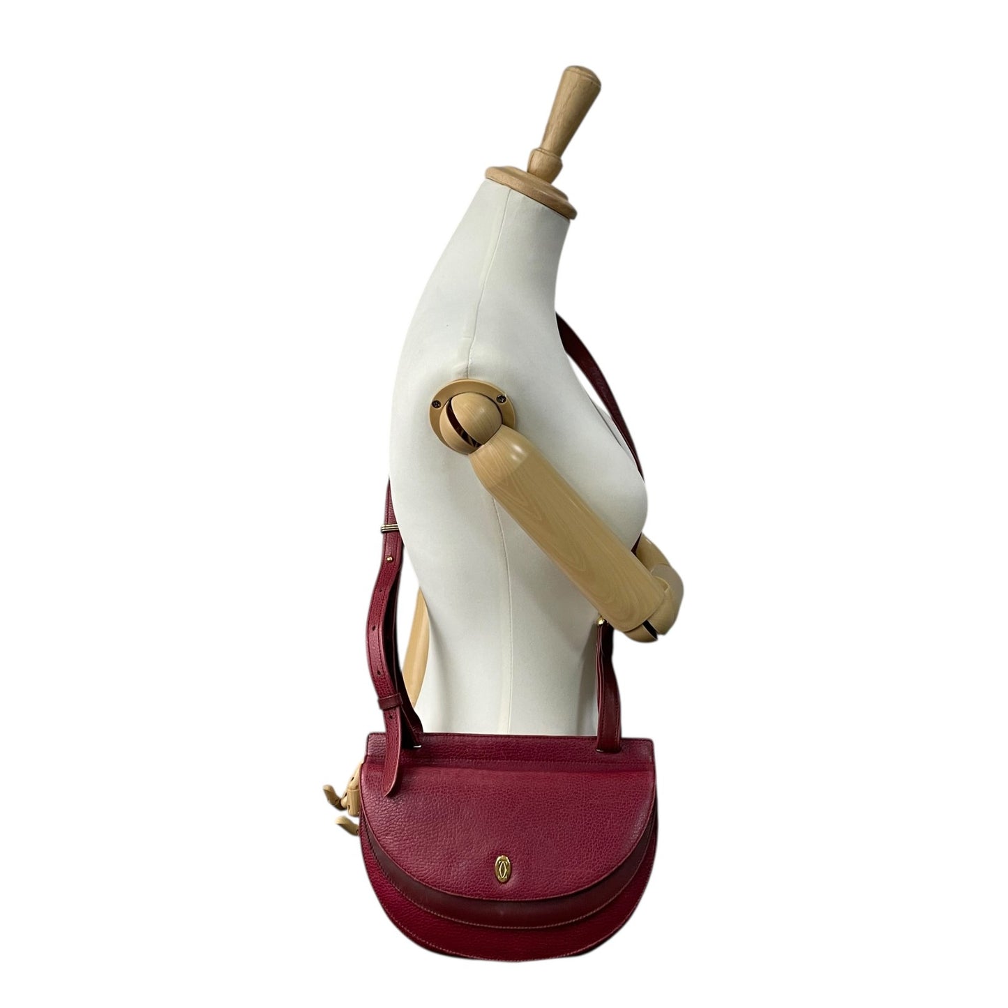 Cartier カルティエ マストライン ショルダーバッグ 赤 ボルドー ワインレッド レザー 本革 ゴールド金具 斜め掛け可 フラップ開閉 2Cモチーフ レディース C6