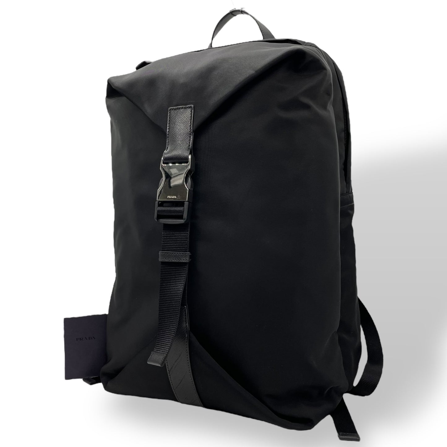 美品 PRADA プラダ リュックサック バッグパック リナイロン トライアングルロゴ 2VZ028 黒 NERO ブラック シルバー金具 メンズ C