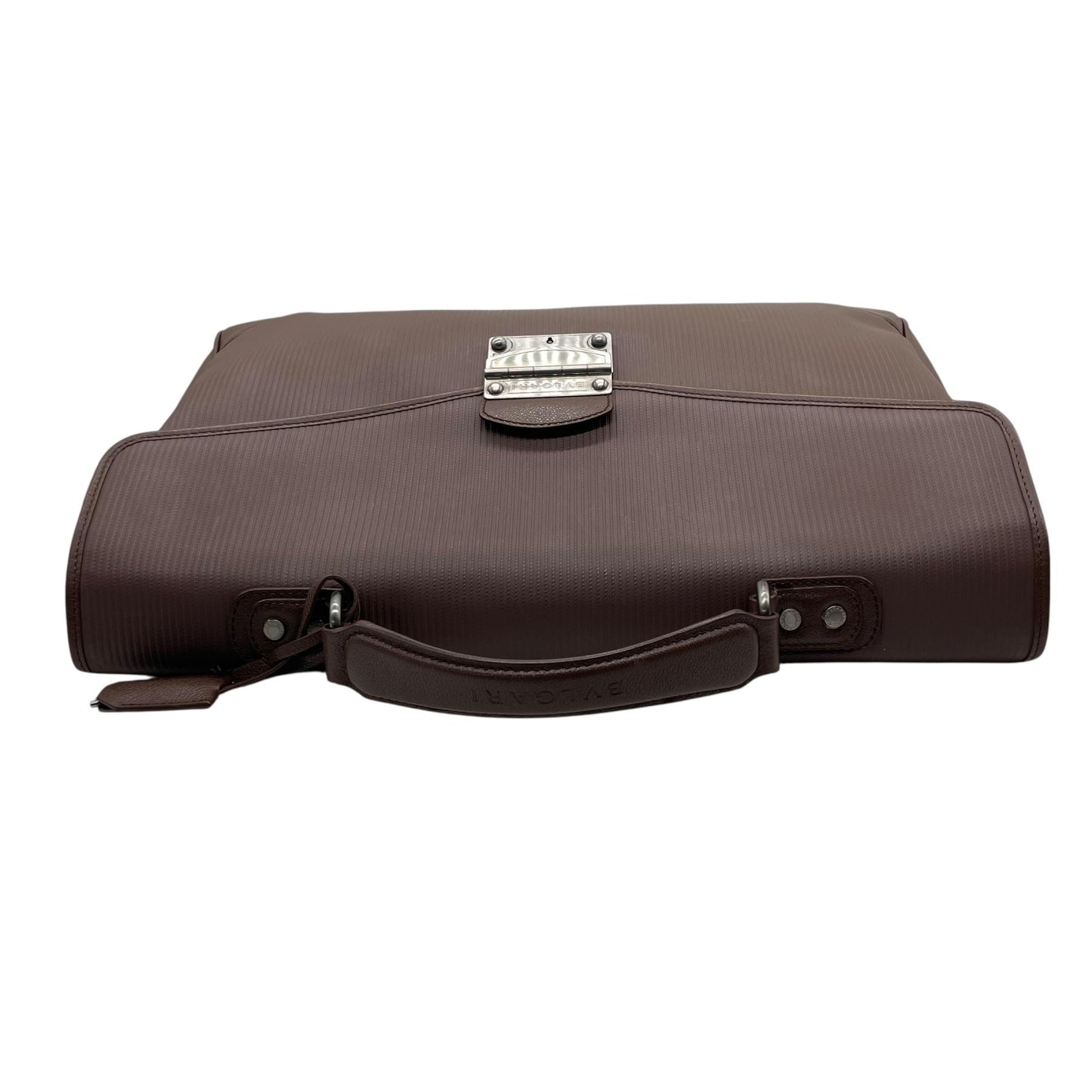 美品 ブルガリ BVLGARI ビジネスバッグ ハンドバッグ ブリーフケース レザー 本革 ブラウン 書類鞄 A4収納 シルバー金具 ユニセックス 大容量 C