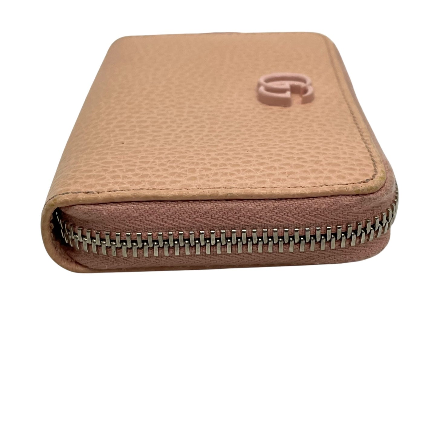 極美品 グッチ GUCCI カードケース 644412 レザー ピンクベージュ ダブルG マーモント コインケース ミニ財布 コンパクト ウォレット 小銭入れ M2